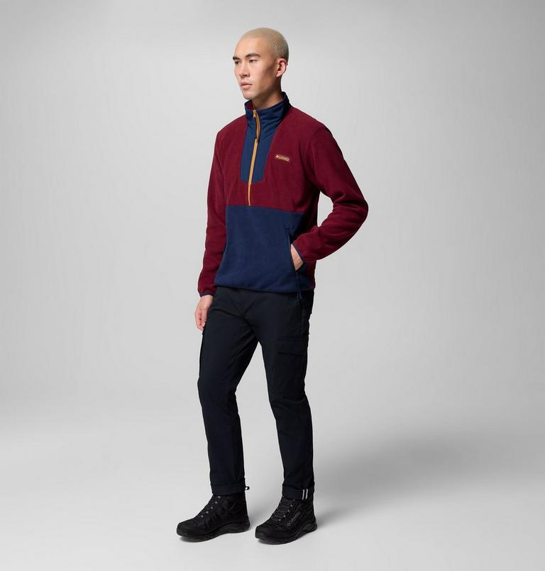 Men's Sequoia Grove Half Zip Fleece, Color: Rich Wine, Collegiate Navy, image 2