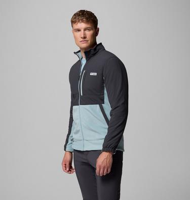 Men's PFG Uncharted Fleece Jacket, Color: Shark, Crushed Blue, image 4