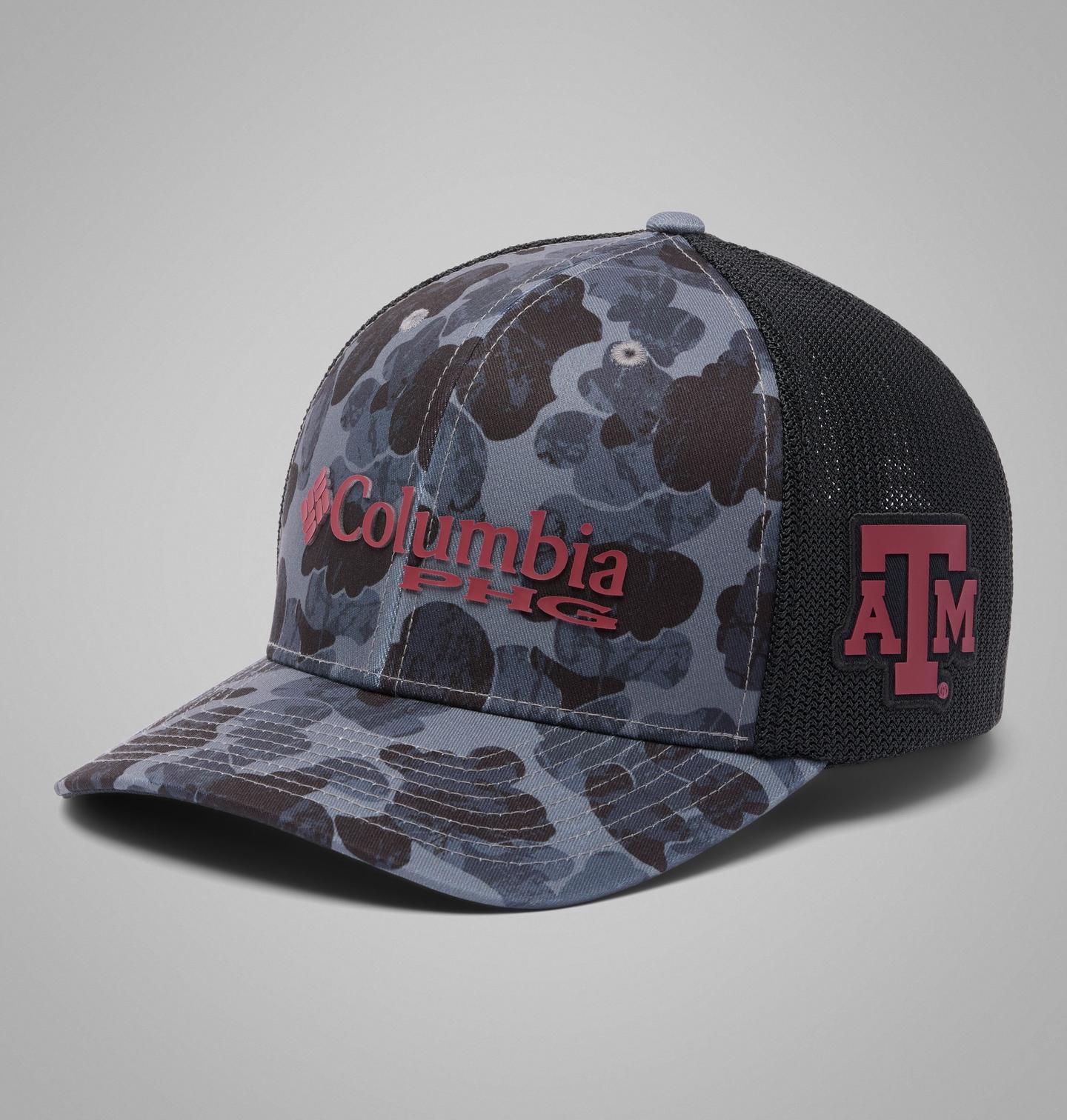 Кепка Columbia Collegiate PHG Camo Mesh Ball - Texas A&M, цвет: Чёрный камуфляжный — фото 1