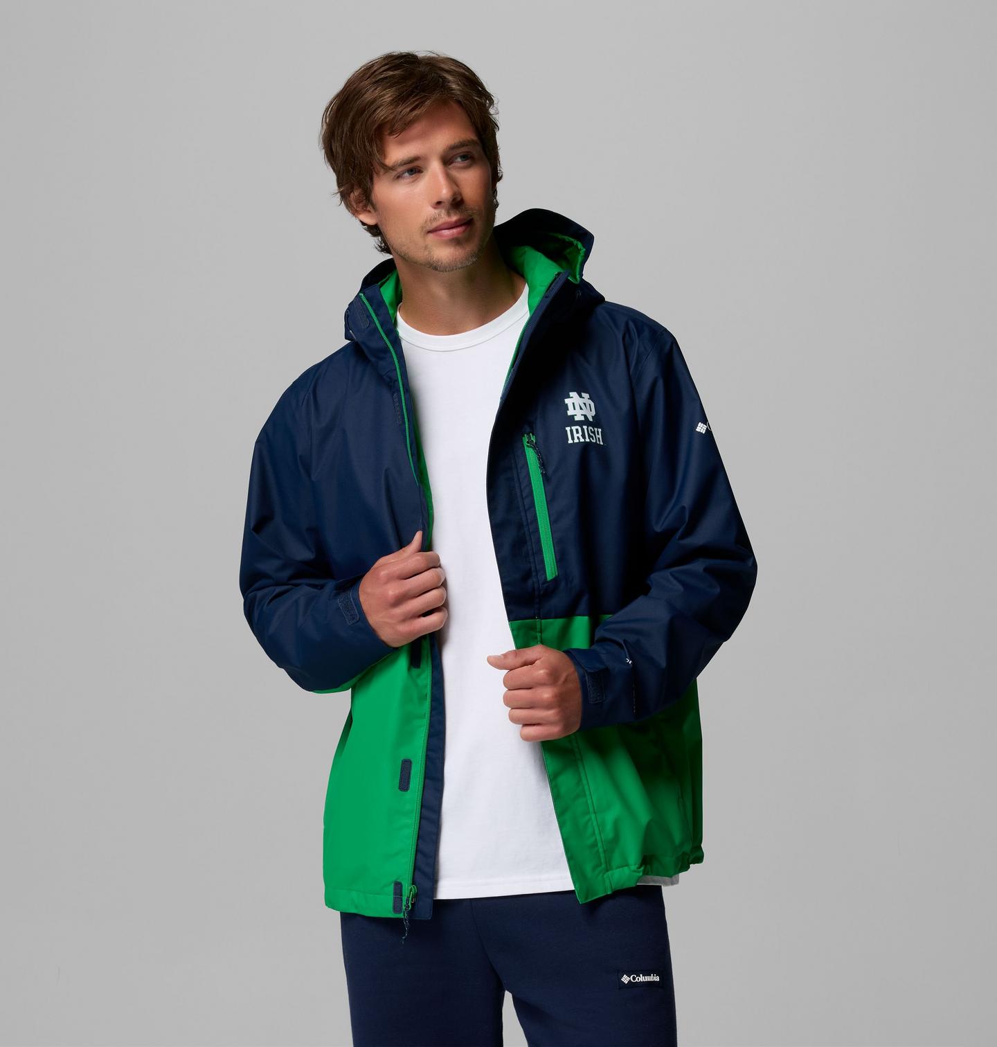 Мужская куртка Columbia Collegiate Field Bound Jacket - Notre Dame, цвет: Тёмно-синий / Зелёный — фото 4