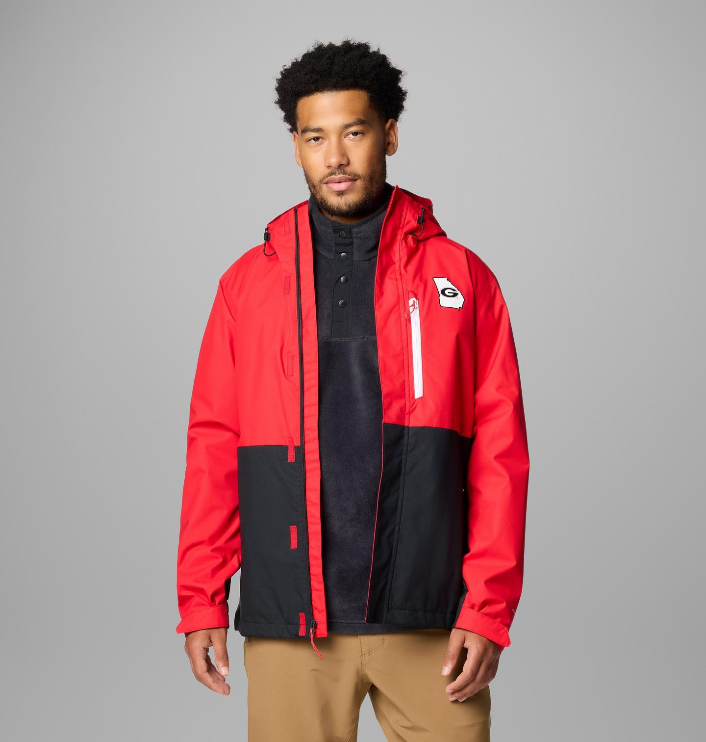 Мужская куртка Columbia Collegiate Field Bound Jacket - Georgia, цвет: Красный / Чёрный — фото 1
