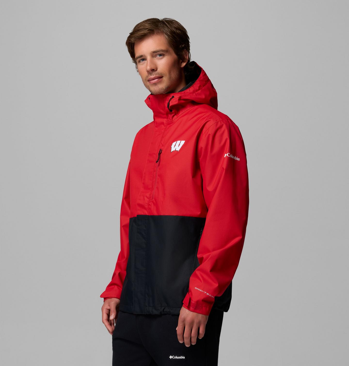Мужская куртка Columbia Collegiate Field Bound Jacket - Wisconsin, цвет: Красный / Чёрный — фото 2