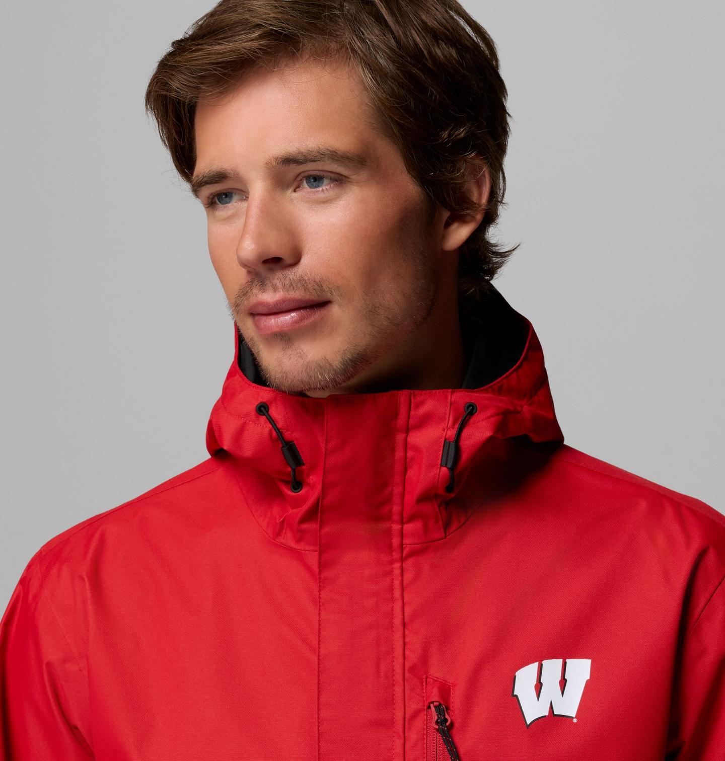 Мужская куртка Columbia Collegiate Field Bound Jacket - Wisconsin, цвет: Красный / Чёрный — фото 4