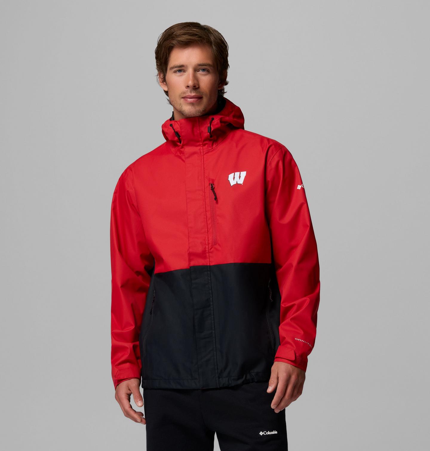 Мужская куртка Columbia Collegiate Field Bound Jacket - Wisconsin, цвет: Красный / Чёрный — фото 1