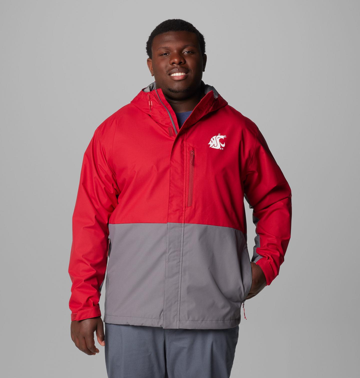 Мужская куртка Columbia Collegiate Field Bound Jacket - Washington State - Big, цвет: Красный / Серый — фото 1