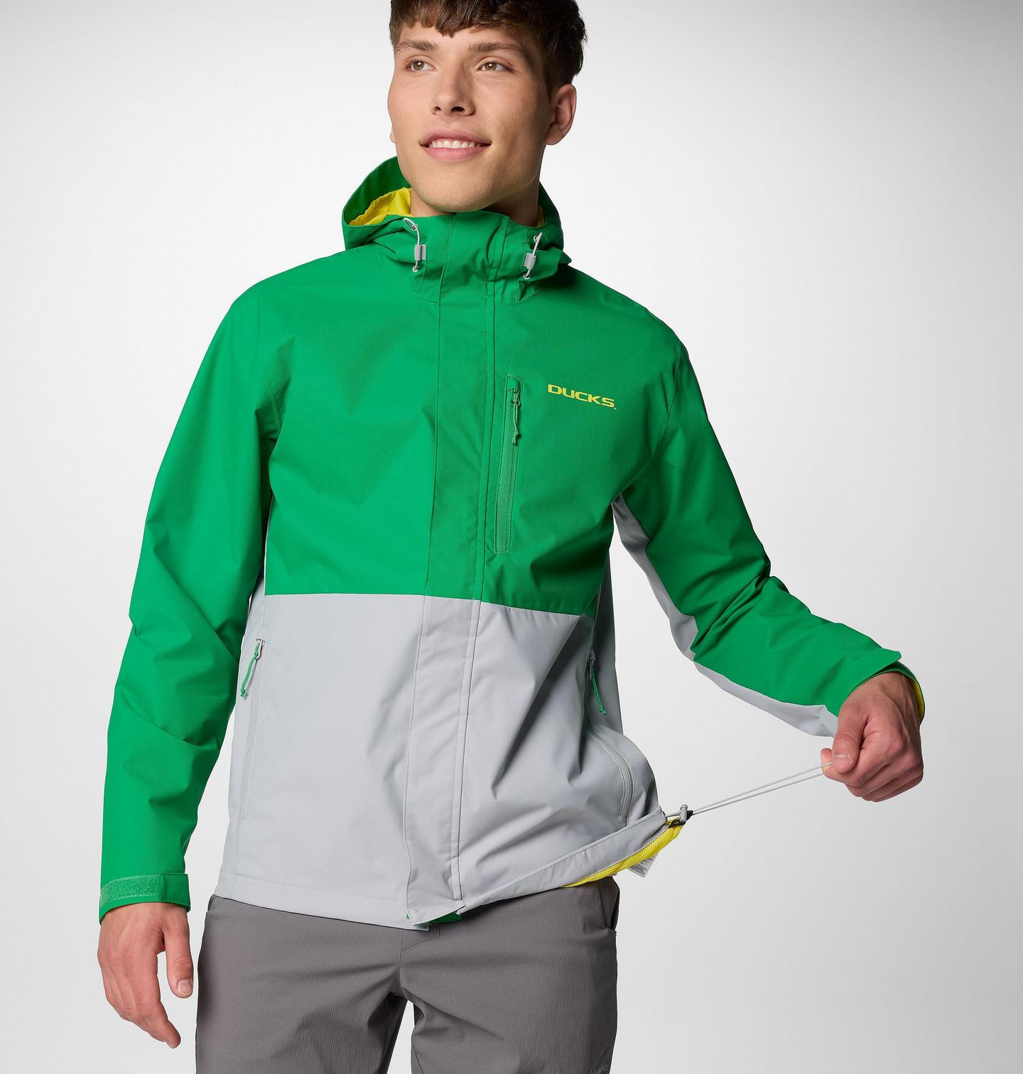 Мужская куртка Columbia Collegiate Field Bound Jacket - Tall - Oregon, цвет: Зелёный / Серый — фото 4