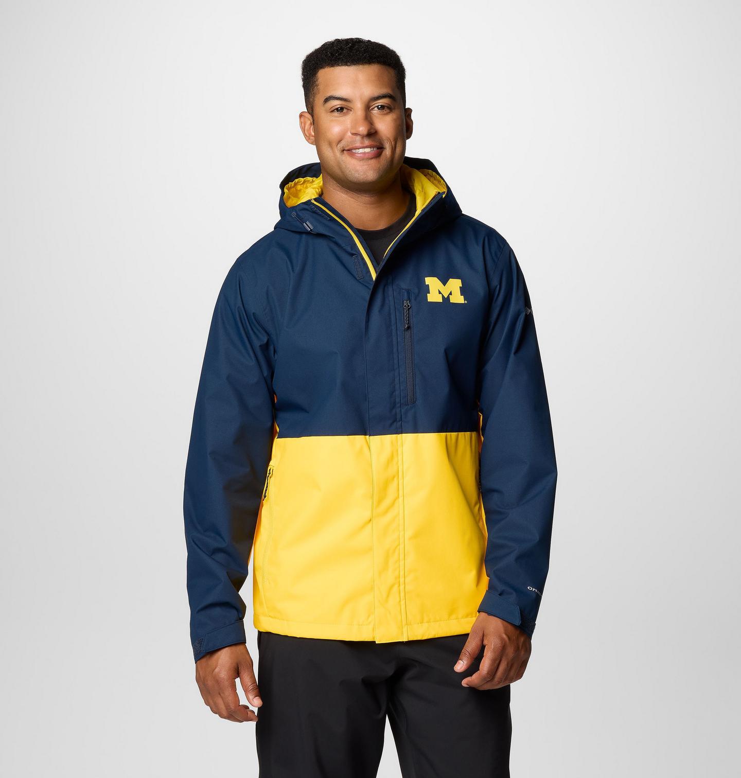 Мужская куртка Columbia Collegiate Field Bound Jacket - Tall - Michigan, цвет: Тёмно-синий / Жёлтый — фото 1