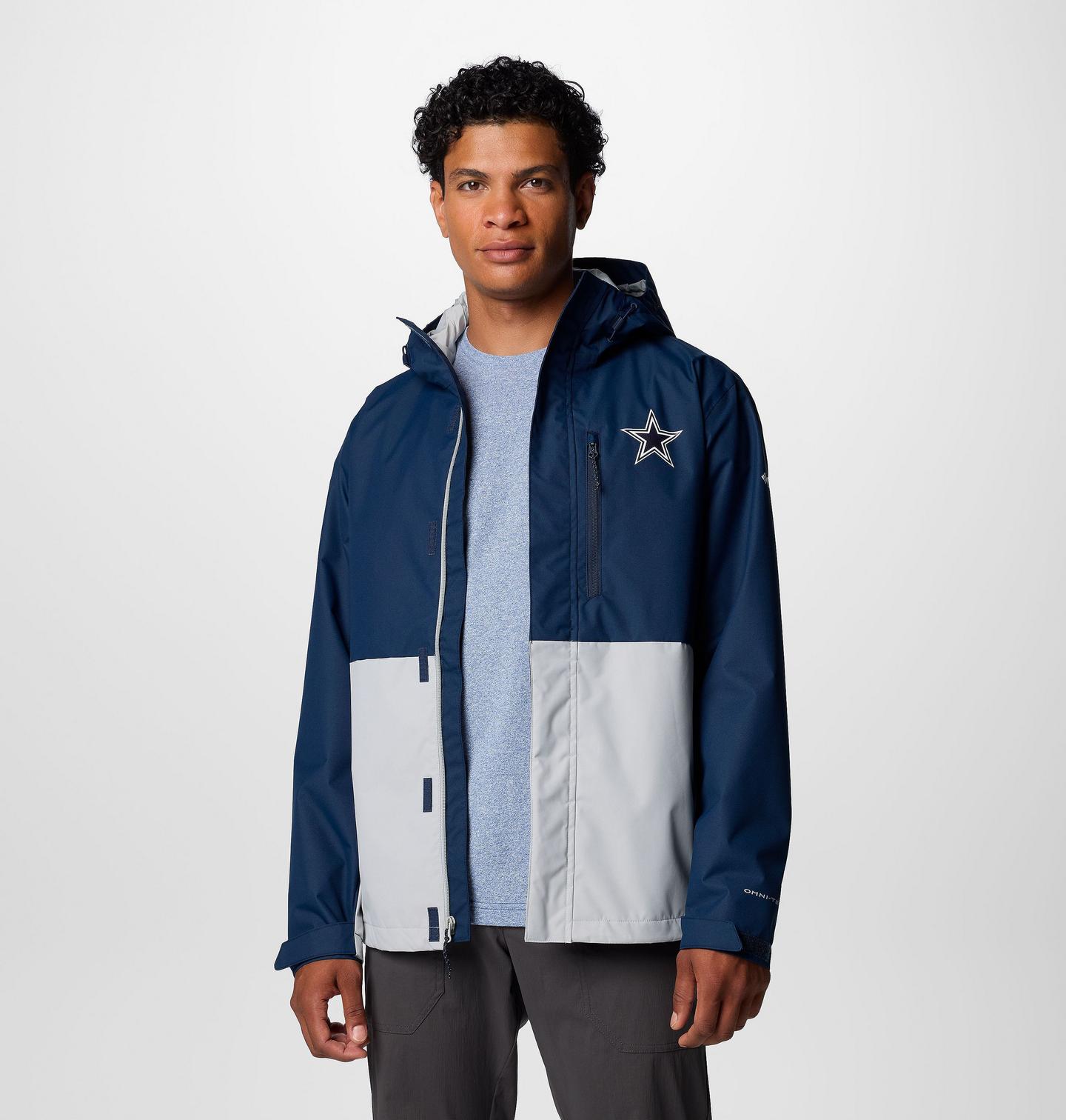 Мужская куртка Columbia Field Bound Jacket - Tall - Dallas Cowboys, цвет: Тёмно-синий / Серый — фото 1