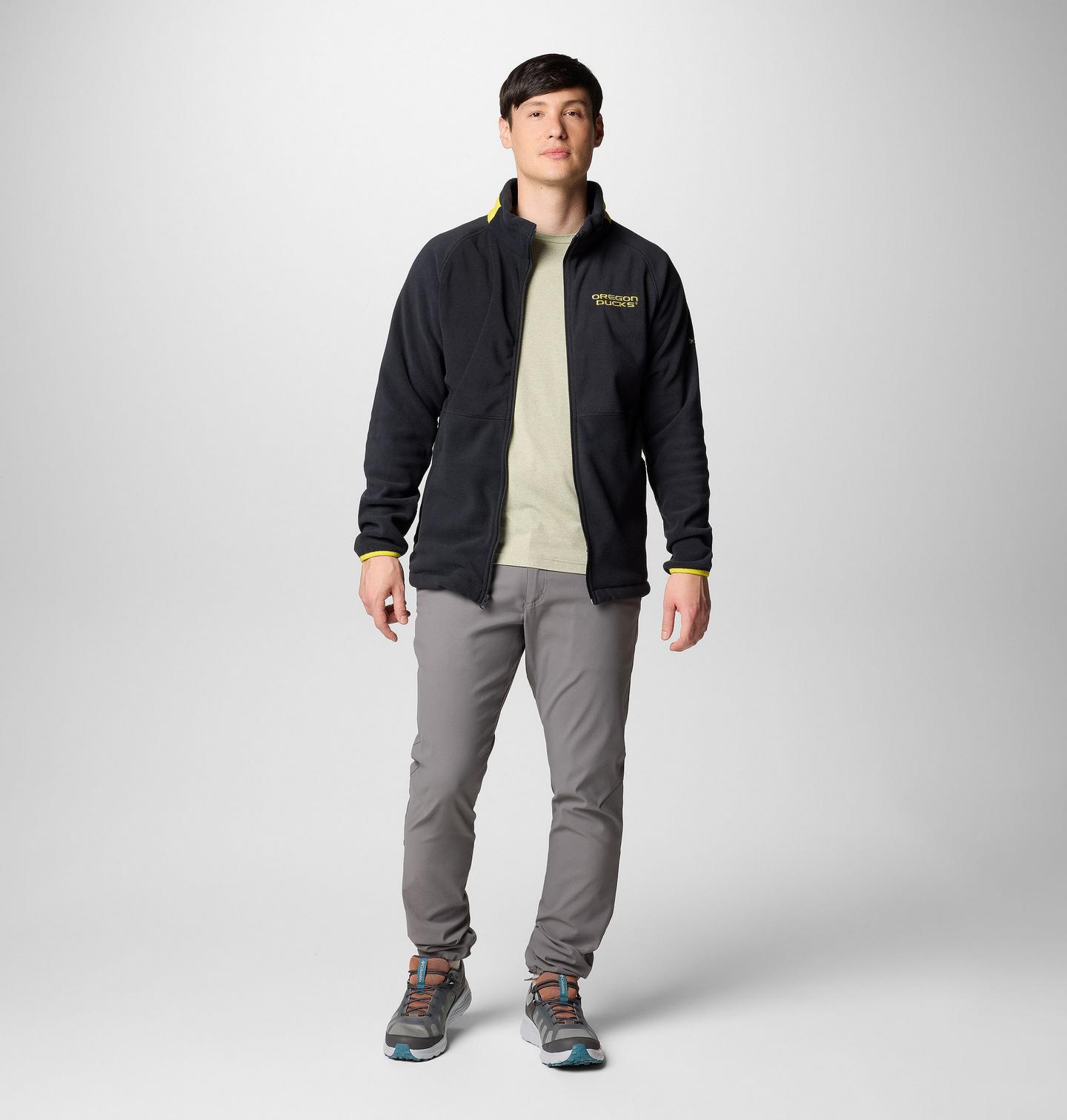 Мужская куртка Columbia Collegiate Flanker IV Fleece Jacket - Oregon, цвет: Чёрный / Жёлтый — фото 2