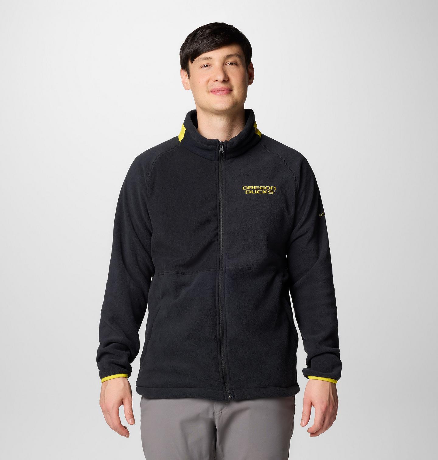 Мужская куртка Columbia Collegiate Flanker IV Fleece Jacket - Oregon, цвет: Чёрный / Жёлтый — фото 1