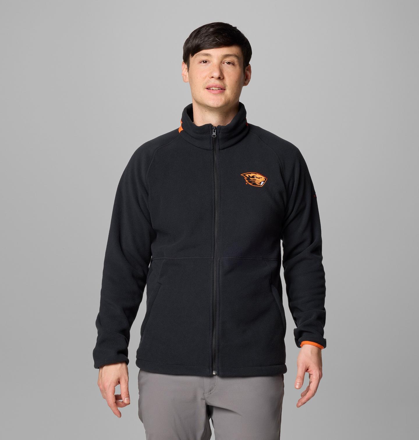 Мужская куртка Columbia Collegiate Flanker IV Fleece Jacket - Oregon State, цвет: Чёрный / Оранжевый — фото 1