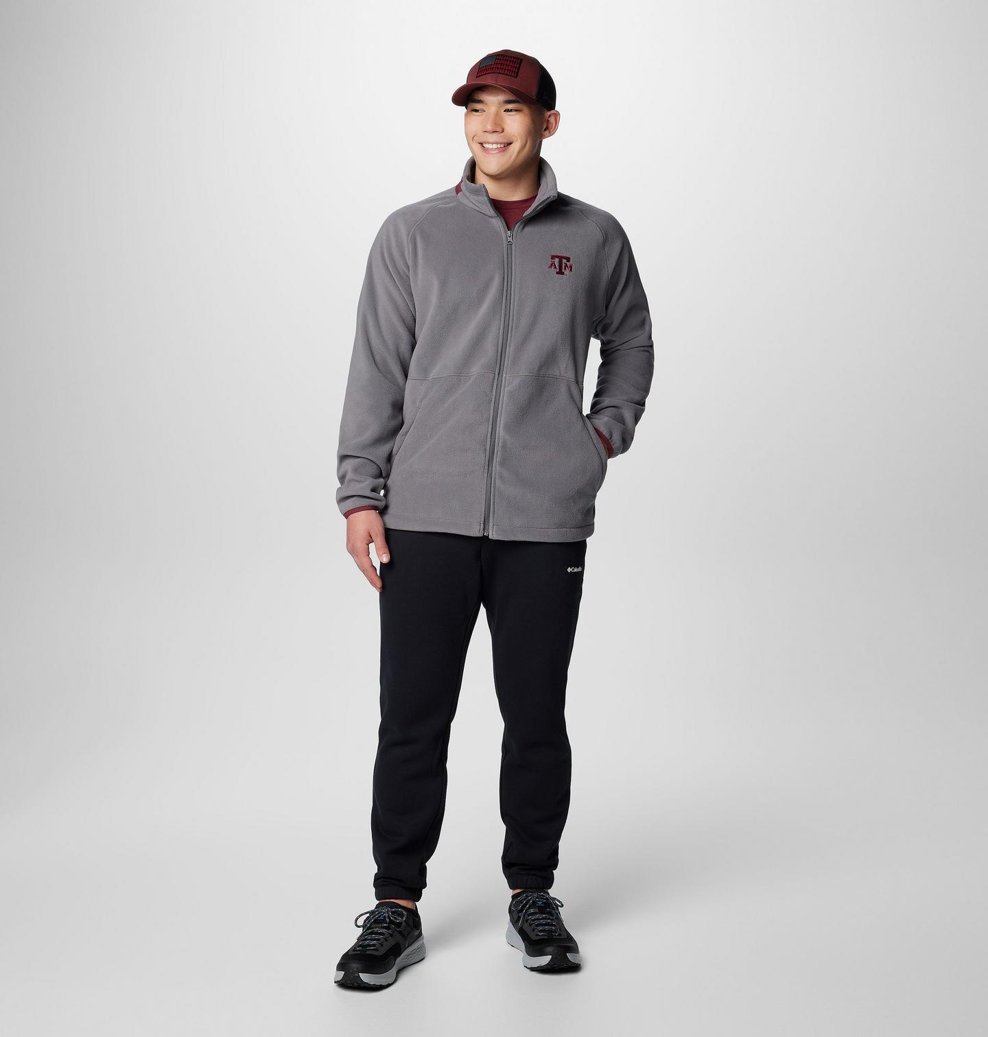 Мужская куртка Columbia Collegiate Flanker IV Fleece Jacket - Texas A&M, цвет: Серый / Бордовый — фото 2