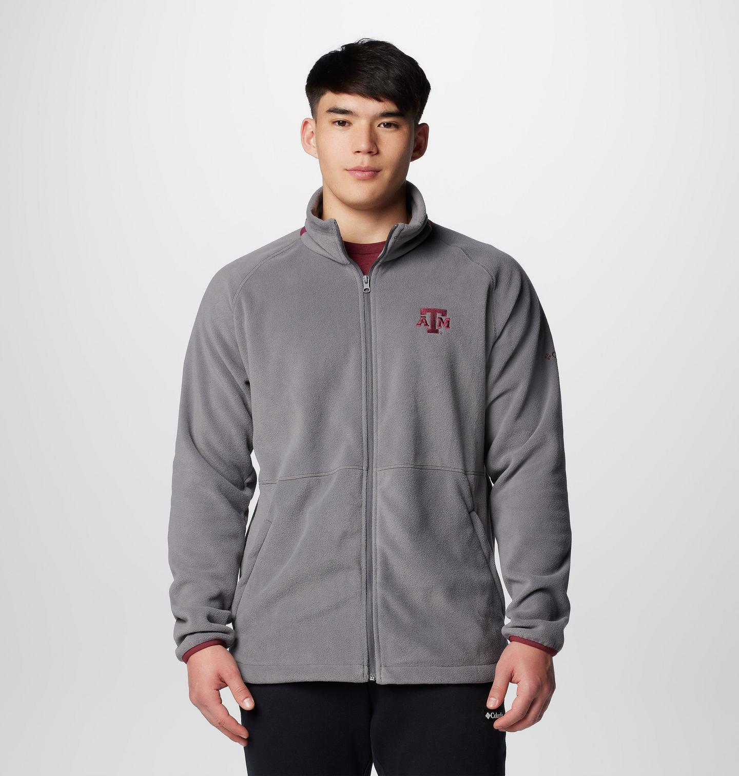 Мужская куртка Columbia Collegiate Flanker IV Fleece Jacket - Texas A&M, цвет: Серый / Бордовый — фото 1