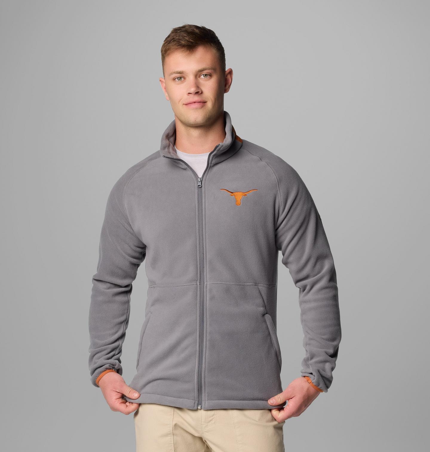 Мужская куртка Columbia Collegiate Flanker IV Fleece Jacket - Texas, цвет: Серый / Коричневый — фото 1