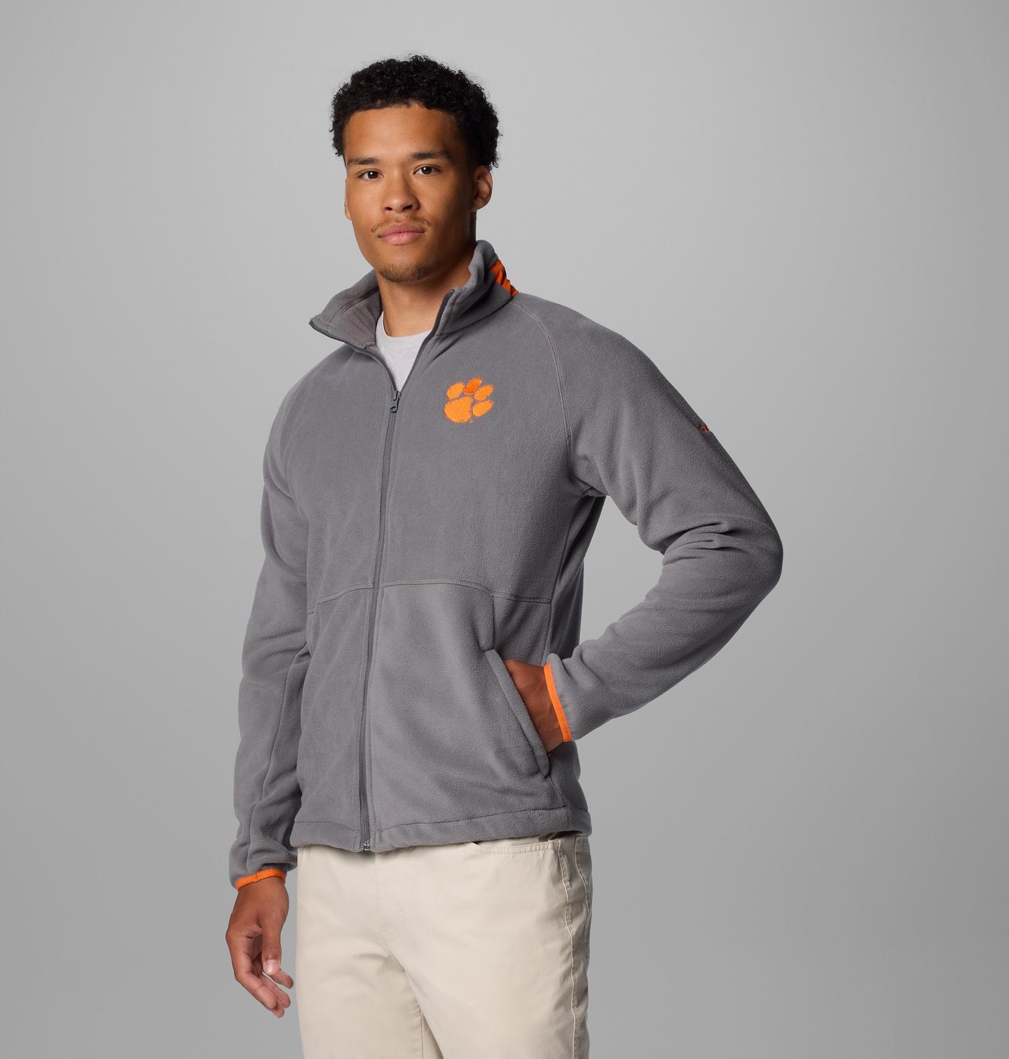 Мужская куртка Columbia Collegiate Flanker IV Fleece Jacket - Clemson, цвет: Серый / Оранжевый — фото 3