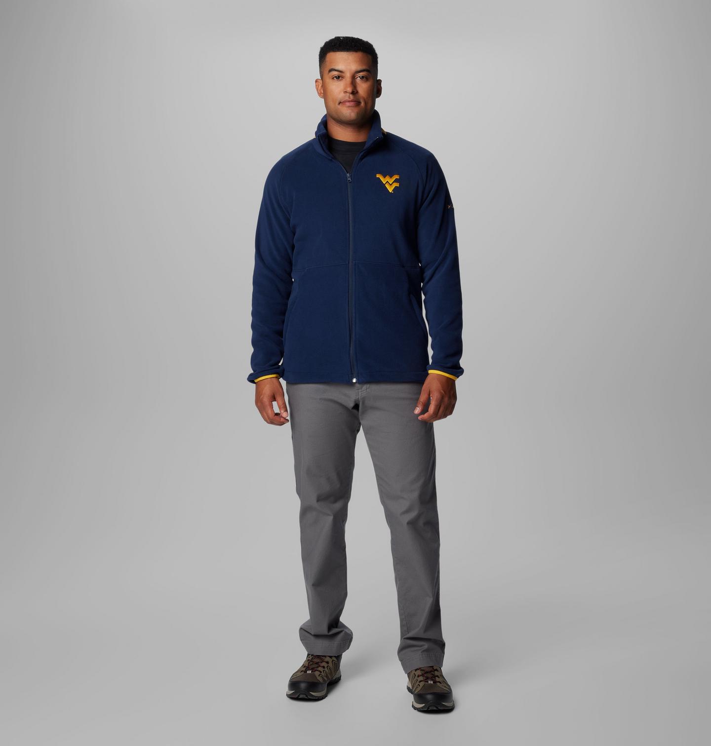 Мужская куртка Columbia Collegiate Flanker IV Fleece Jacket - West Virginia, цвет: Тёмно-синий / Золотой — фото 2
