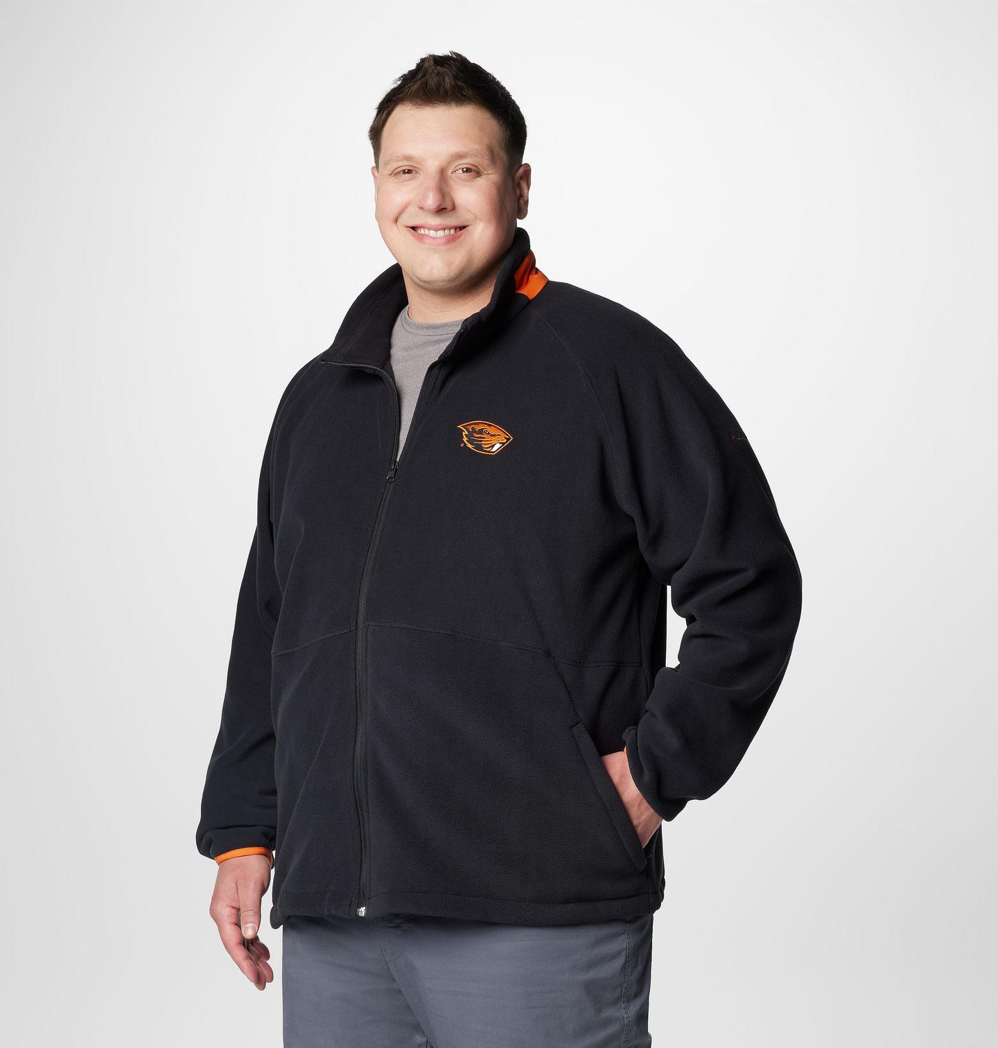 Мужская куртка Columbia Collegiate Flanker IV Fleece Jacket - Big - Oregon State, цвет: Чёрный / Оранжевый — фото 4