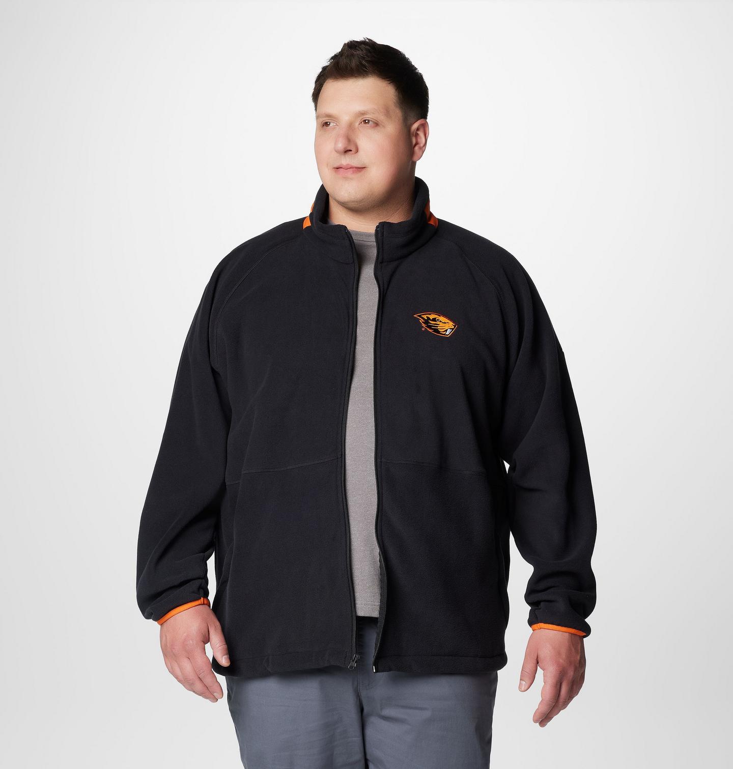 Мужская куртка Columbia Collegiate Flanker IV Fleece Jacket - Big - Oregon State, цвет: Чёрный / Оранжевый — фото 1