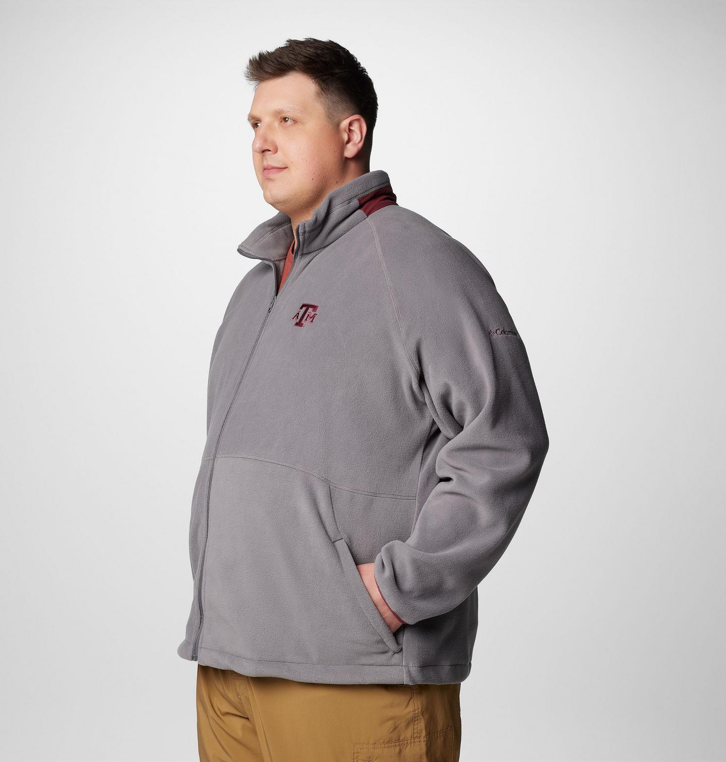 Мужская куртка Columbia Collegiate Flanker IV Fleece Jacket - Big - Texas A&M, цвет: Серый / Бордовый — фото 3
