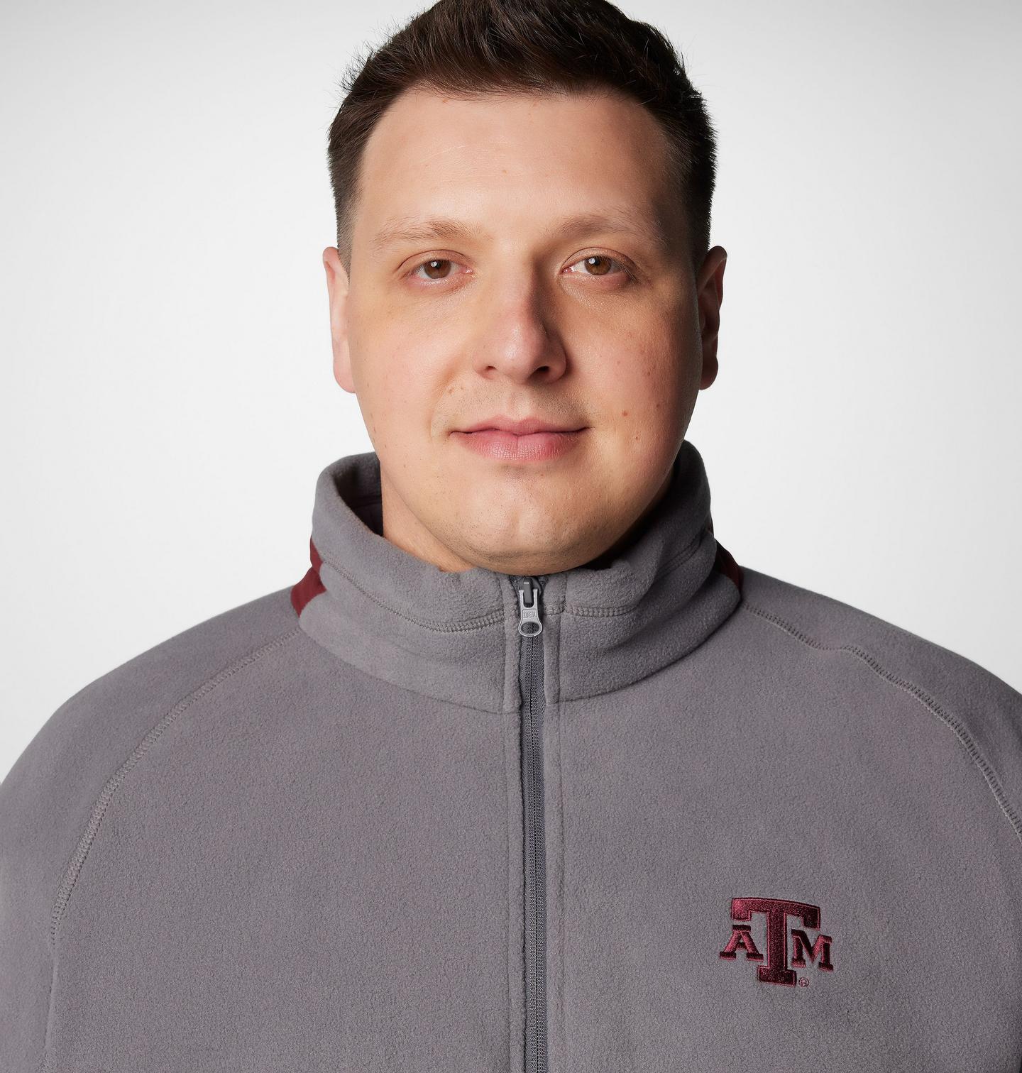 Мужская куртка Columbia Collegiate Flanker IV Fleece Jacket - Big - Texas A&M, цвет: Серый / Бордовый — фото 4