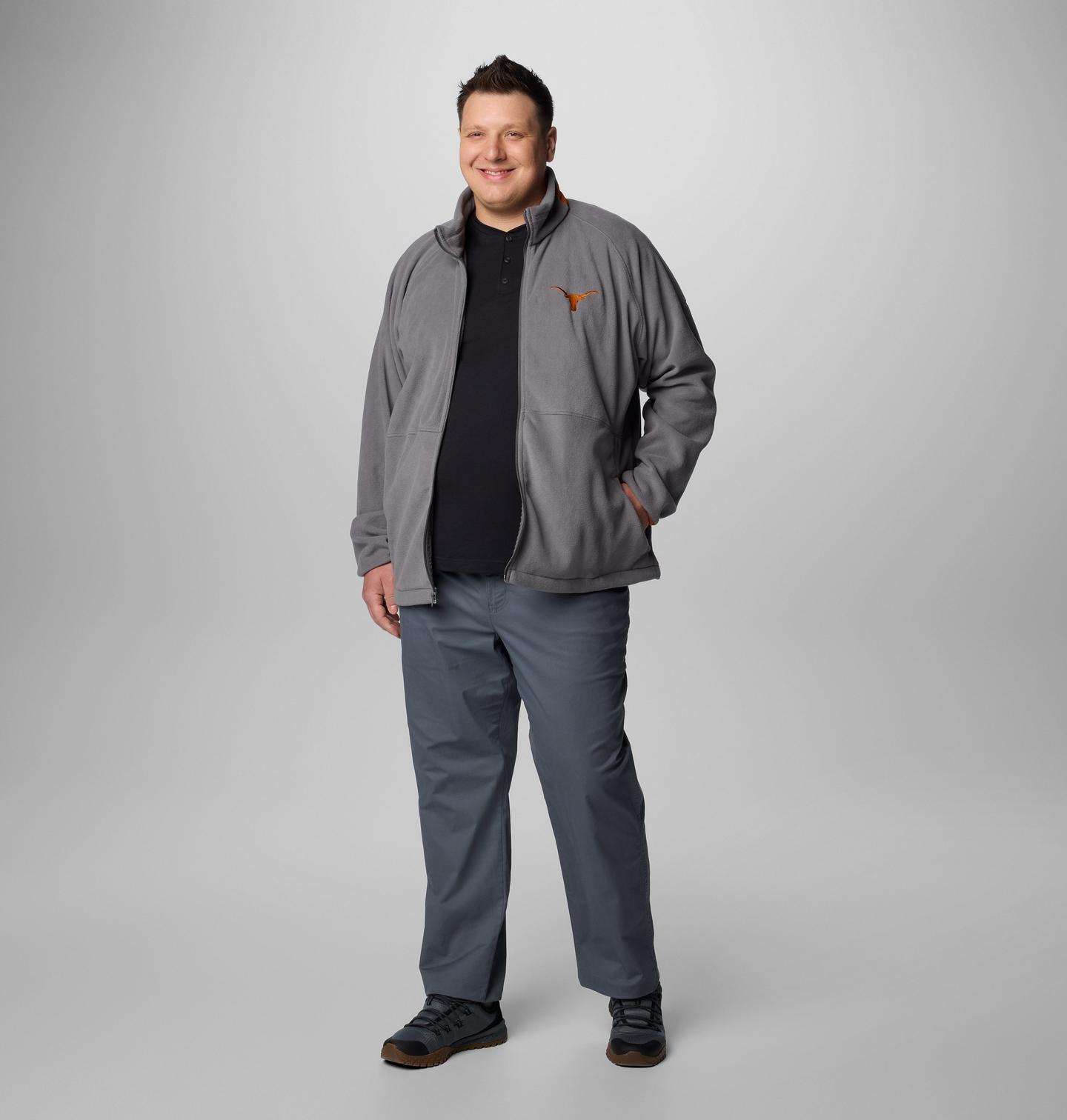 Мужская куртка Columbia Collegiate Flanker IV Fleece Jacket - Big - Texas, цвет: Серый / Коричневый — фото 2