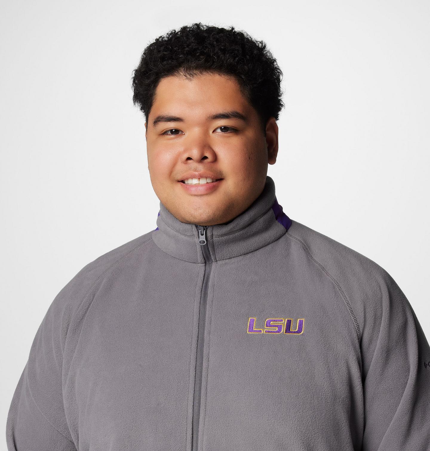Мужская куртка Columbia Collegiate Flanker IV Fleece Jacket - Big - LSU, цвет: Серый / Фиолетовый — фото 4