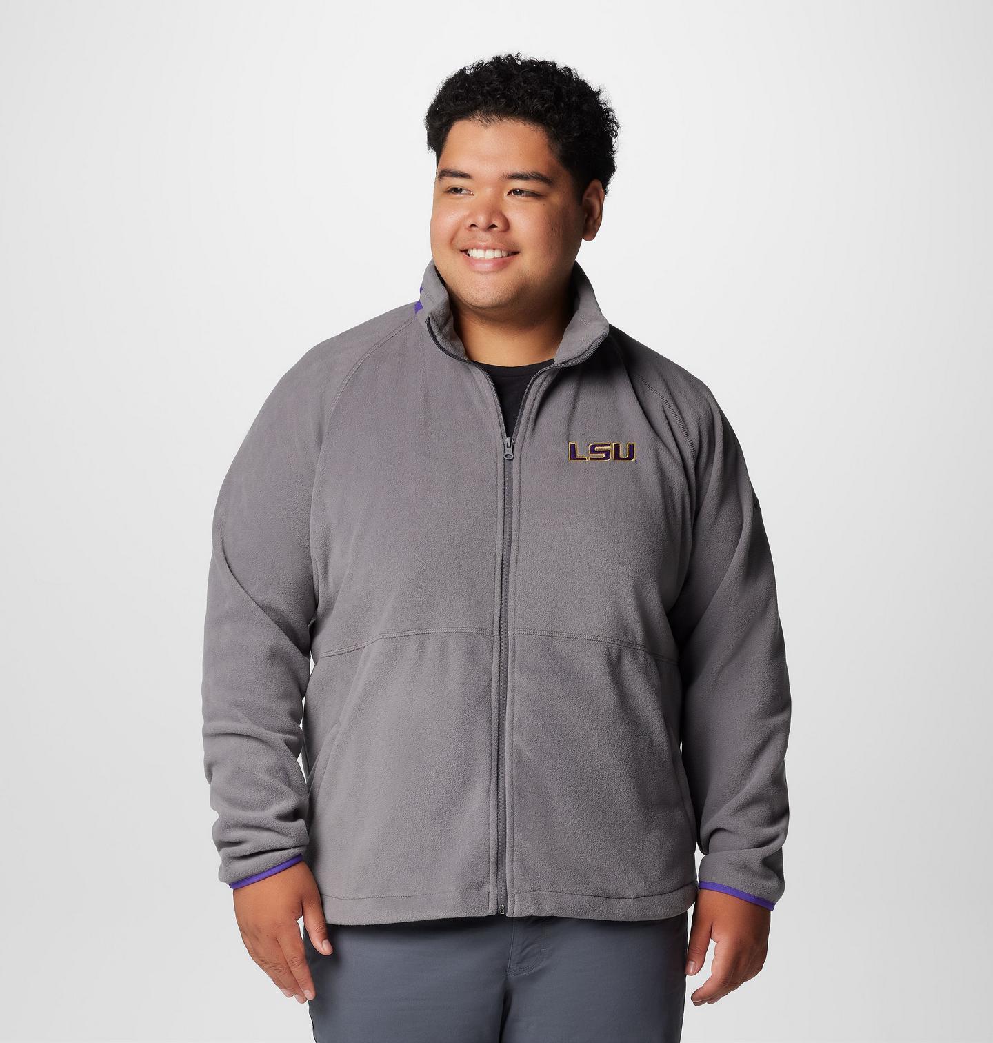 Мужская куртка Columbia Collegiate Flanker IV Fleece Jacket - Big - LSU, цвет: Серый / Фиолетовый — фото 1