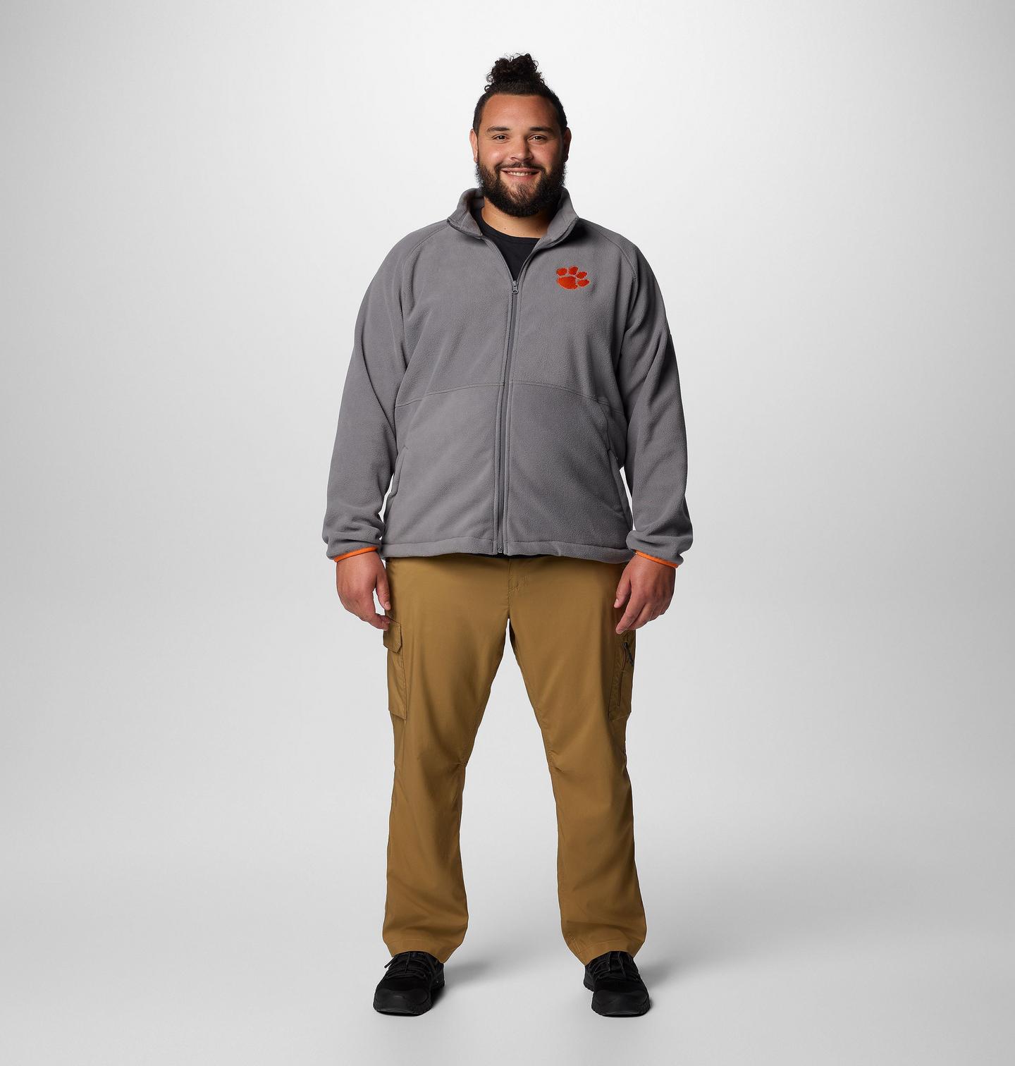 Мужская куртка Columbia Collegiate Flanker IV Fleece - Big - Clemson, цвет: Серый / Оранжевый — фото 3