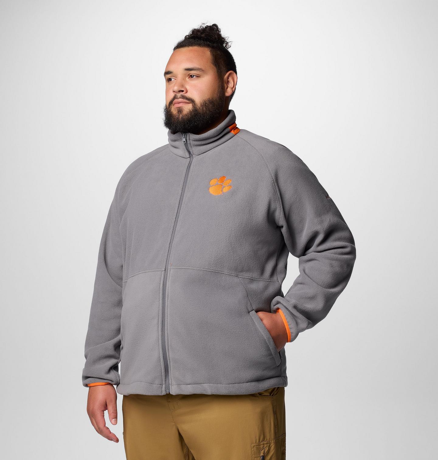 Мужская куртка Columbia Collegiate Flanker IV Fleece - Big - Clemson, цвет: Серый / Оранжевый — фото 4