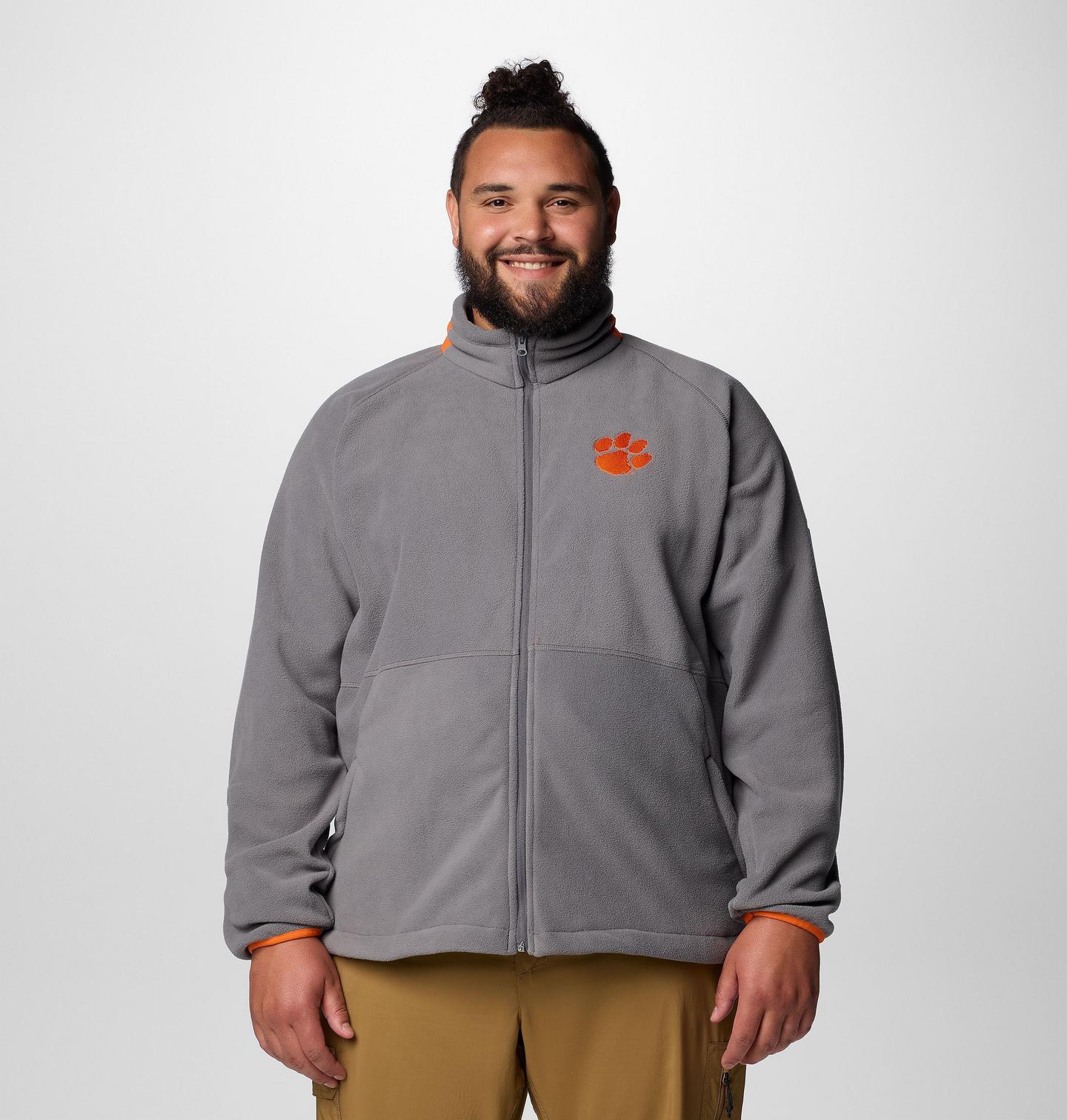 Мужская куртка Columbia Collegiate Flanker IV Fleece - Big - Clemson, цвет: Серый / Оранжевый — фото 1