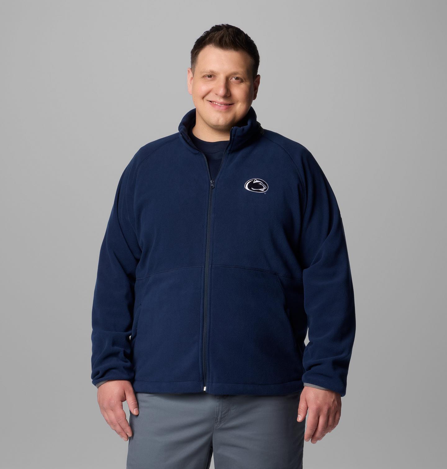 Мужская куртка Columbia Collegiate Flanker IV Fleece Jacket - Big - Penn State, цвет: Тёмно-синий / Серый — фото 1