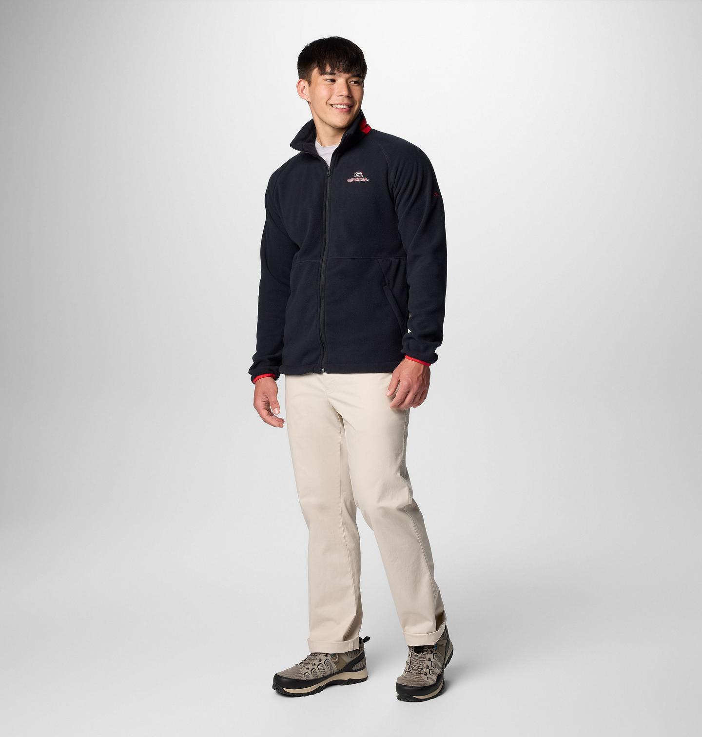 Мужская куртка Columbia Collegiate Flanker IV Fleece Jacket - Georgia - Tall, цвет: Чёрный / Красный — фото 2