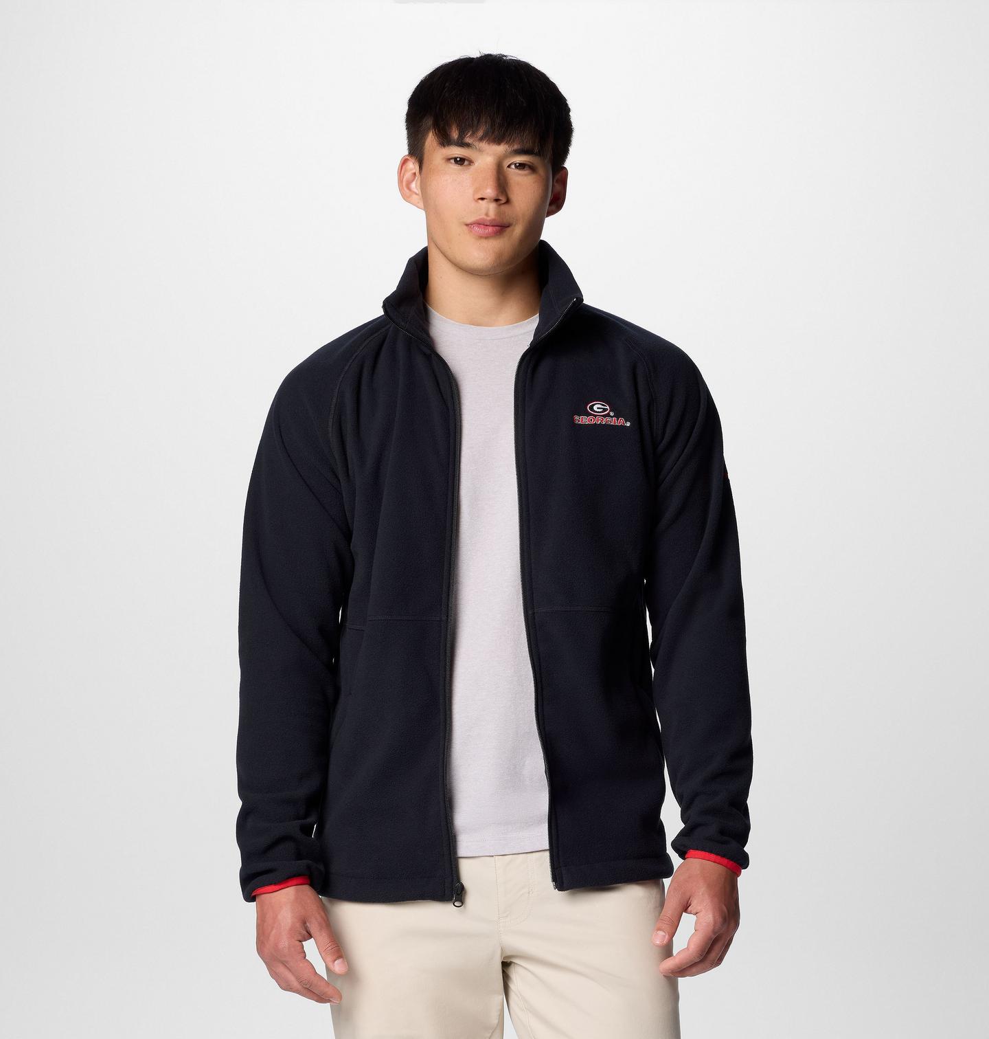 Мужская куртка Columbia Collegiate Flanker IV Fleece Jacket - Georgia - Tall, цвет: Чёрный / Красный — фото 1