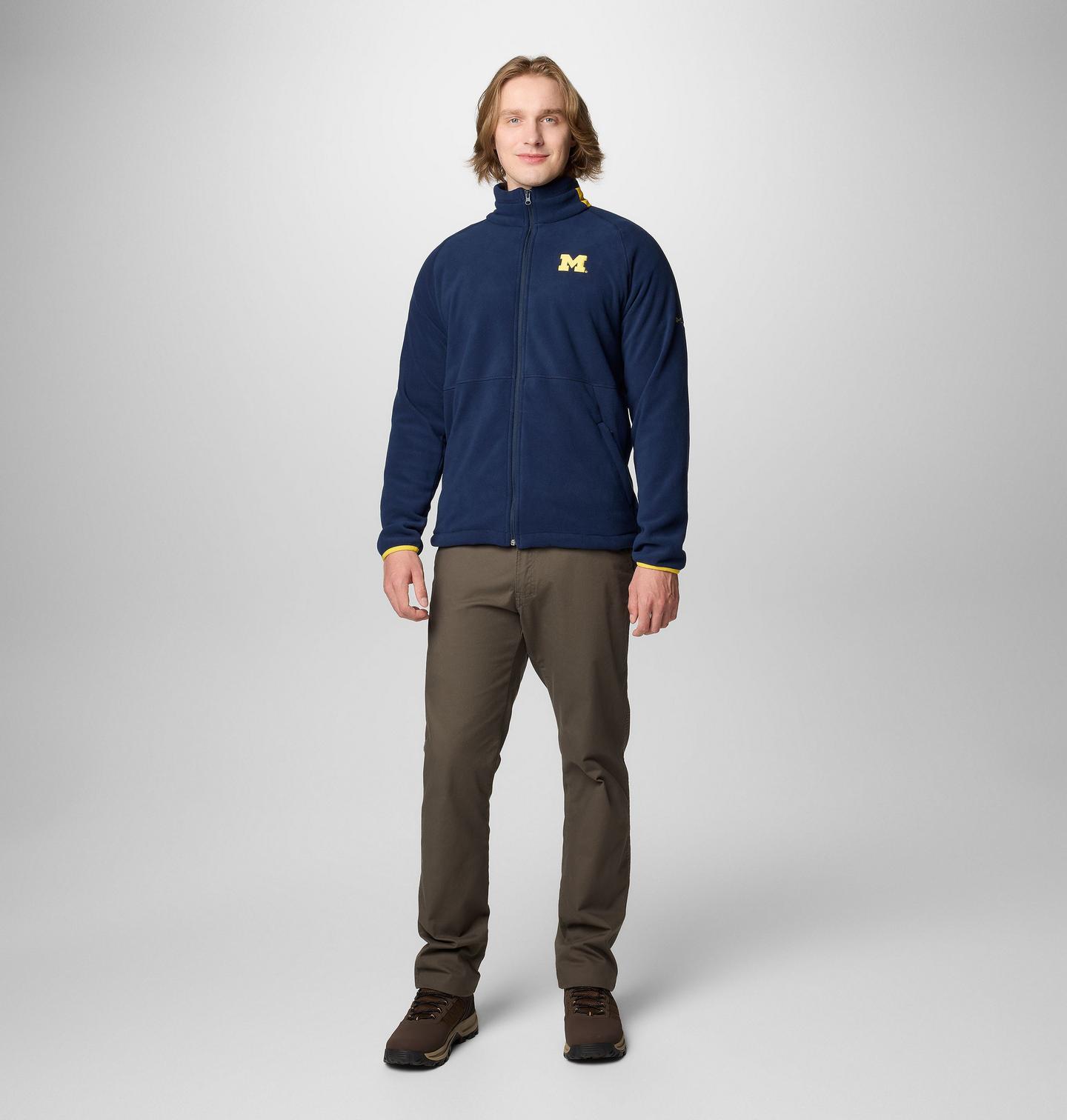 Мужская куртка Columbia Collegiate Flanker IV Fleece Jacket - Michigan - Tall, цвет: Тёмно-синий / Жёлтый — фото 3