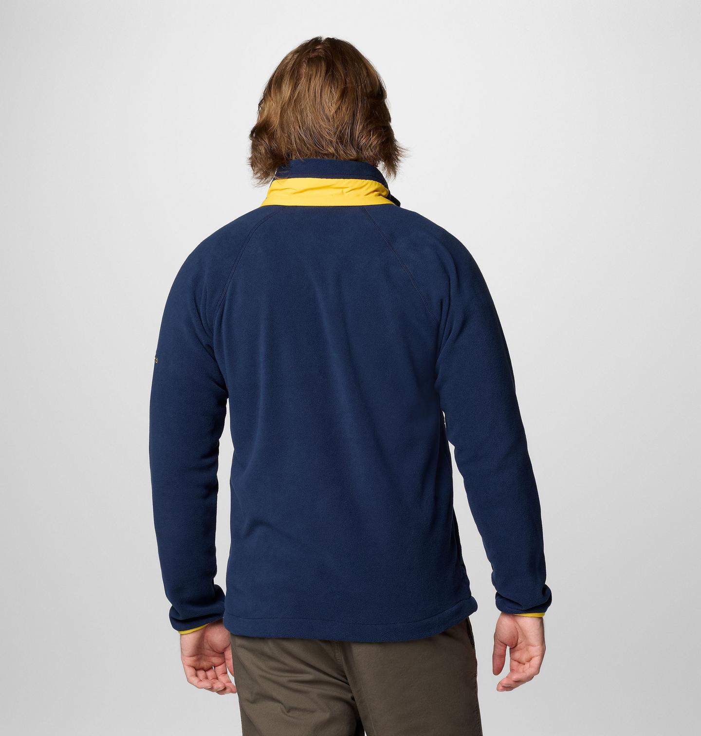 Мужская куртка Columbia Collegiate Flanker IV Fleece Jacket - Michigan - Tall, цвет: Тёмно-синий / Жёлтый — фото 2