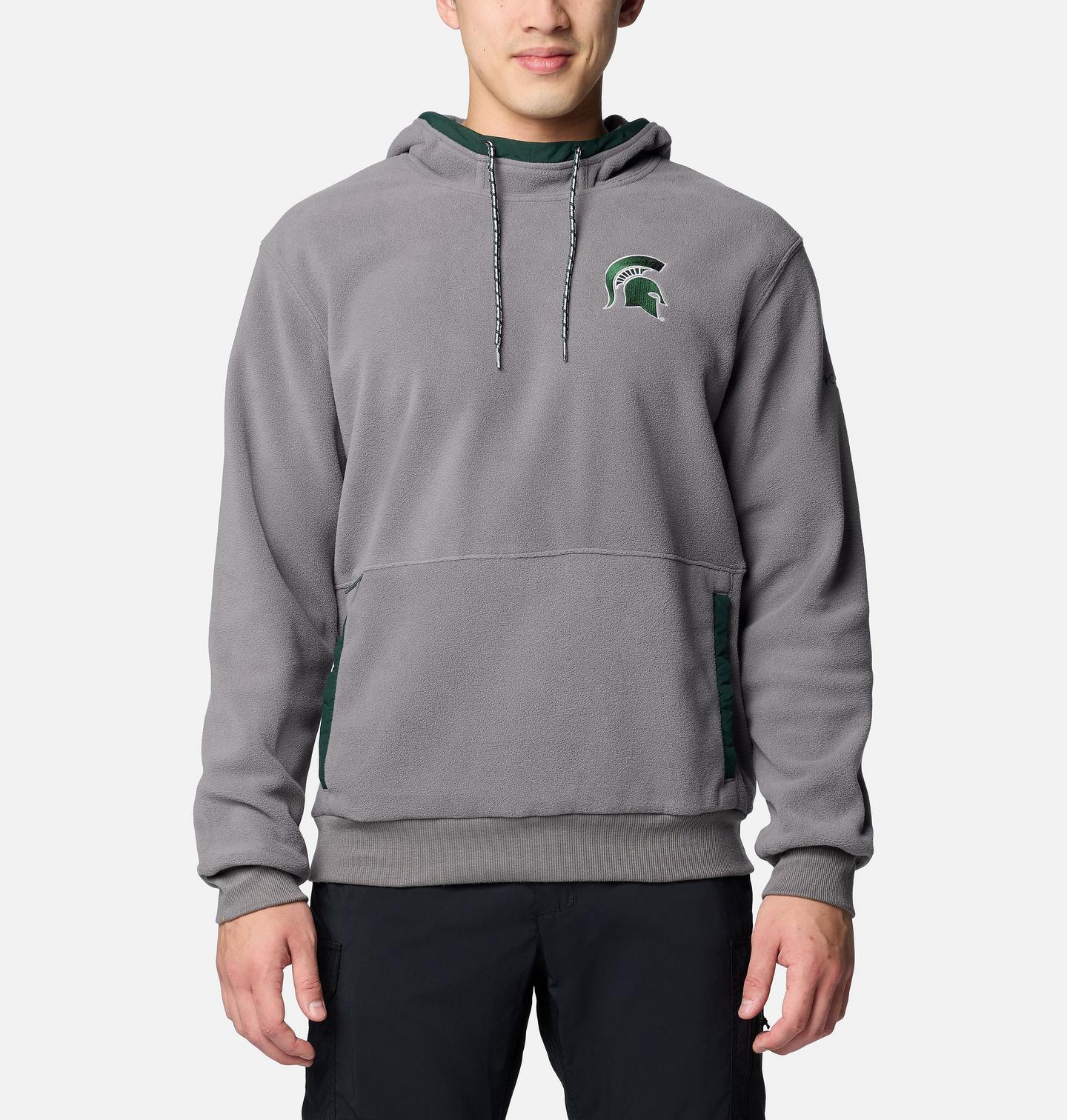 Мужское худи Columbia Collegiate Flanker Fleece - Michigan State, цвет: Серый — фото 1