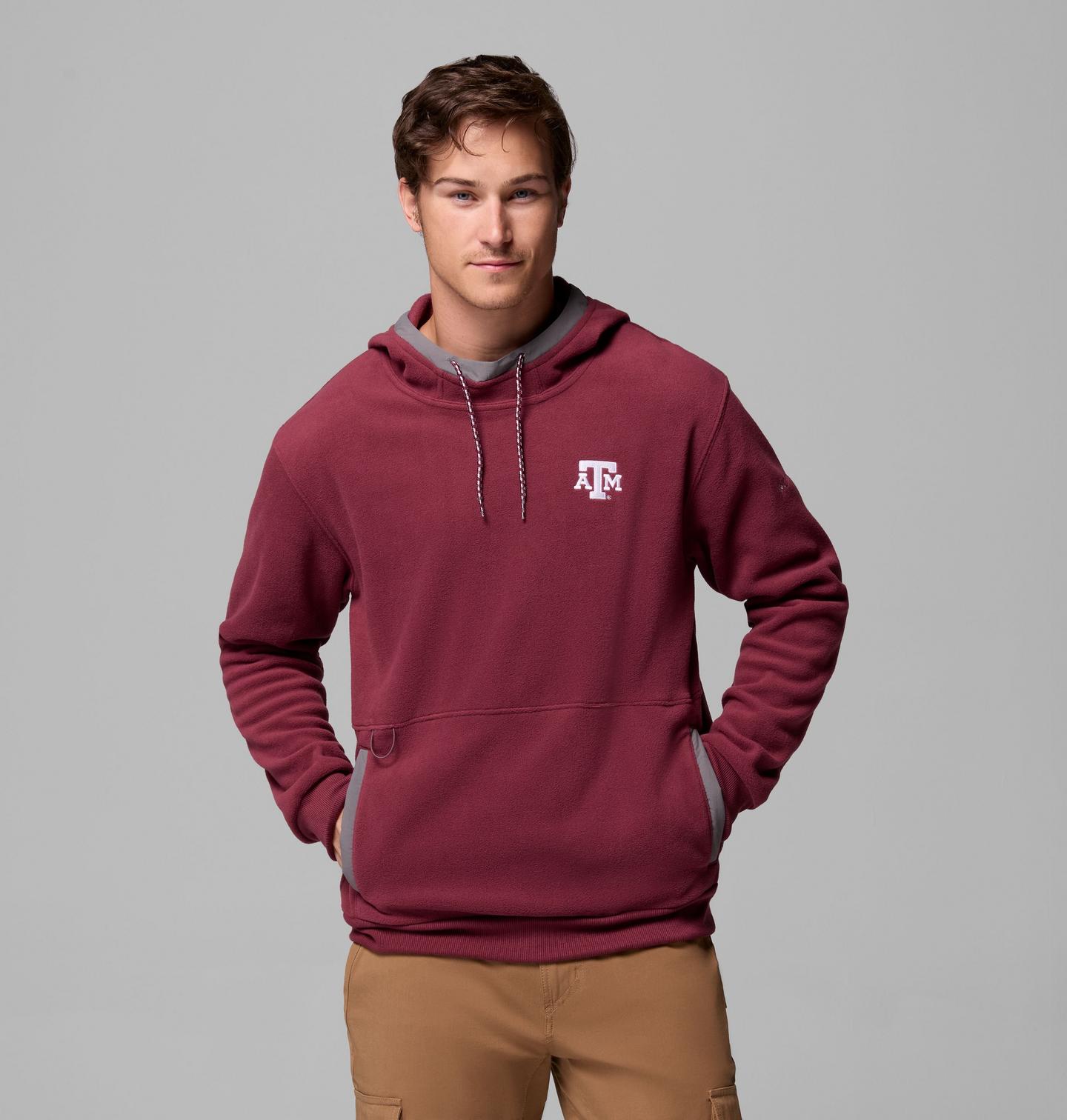 Мужское худи Columbia Collegiate Flanker Fleece - Texas A&M, цвет: Глубокий тёмно-бордовый — фото 1