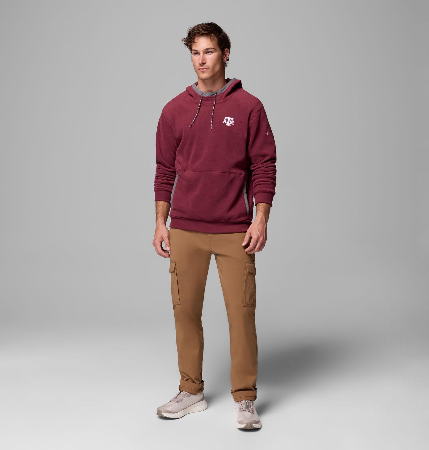 Мужское худи Columbia Collegiate Flanker Fleece - Texas A&M, цвет: Глубокий тёмно-бордовый — фото 2
