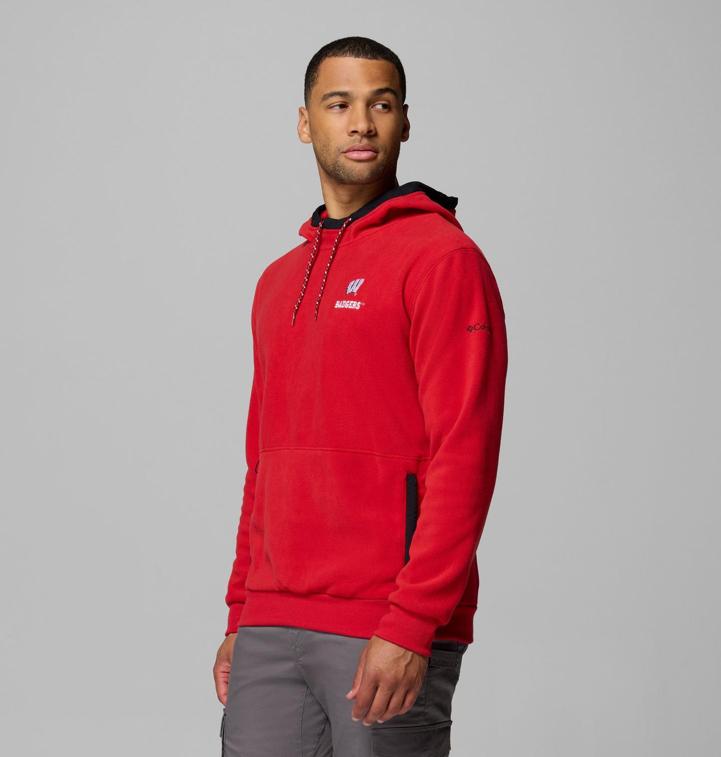 Мужское худи Columbia Collegiate Flanker Fleece - Wisconsin, цвет: Красный — фото 4