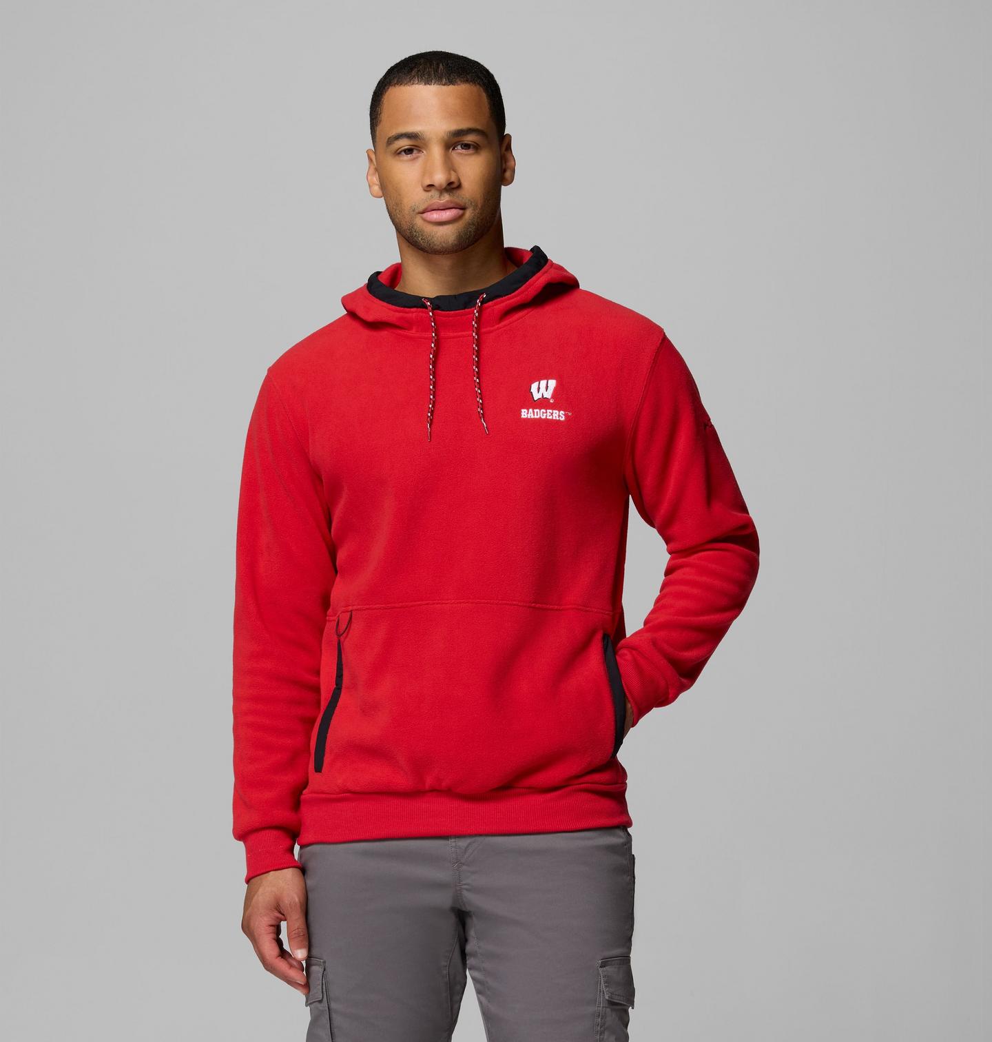 Мужское худи Columbia Collegiate Flanker Fleece - Wisconsin, цвет: Красный — фото 1