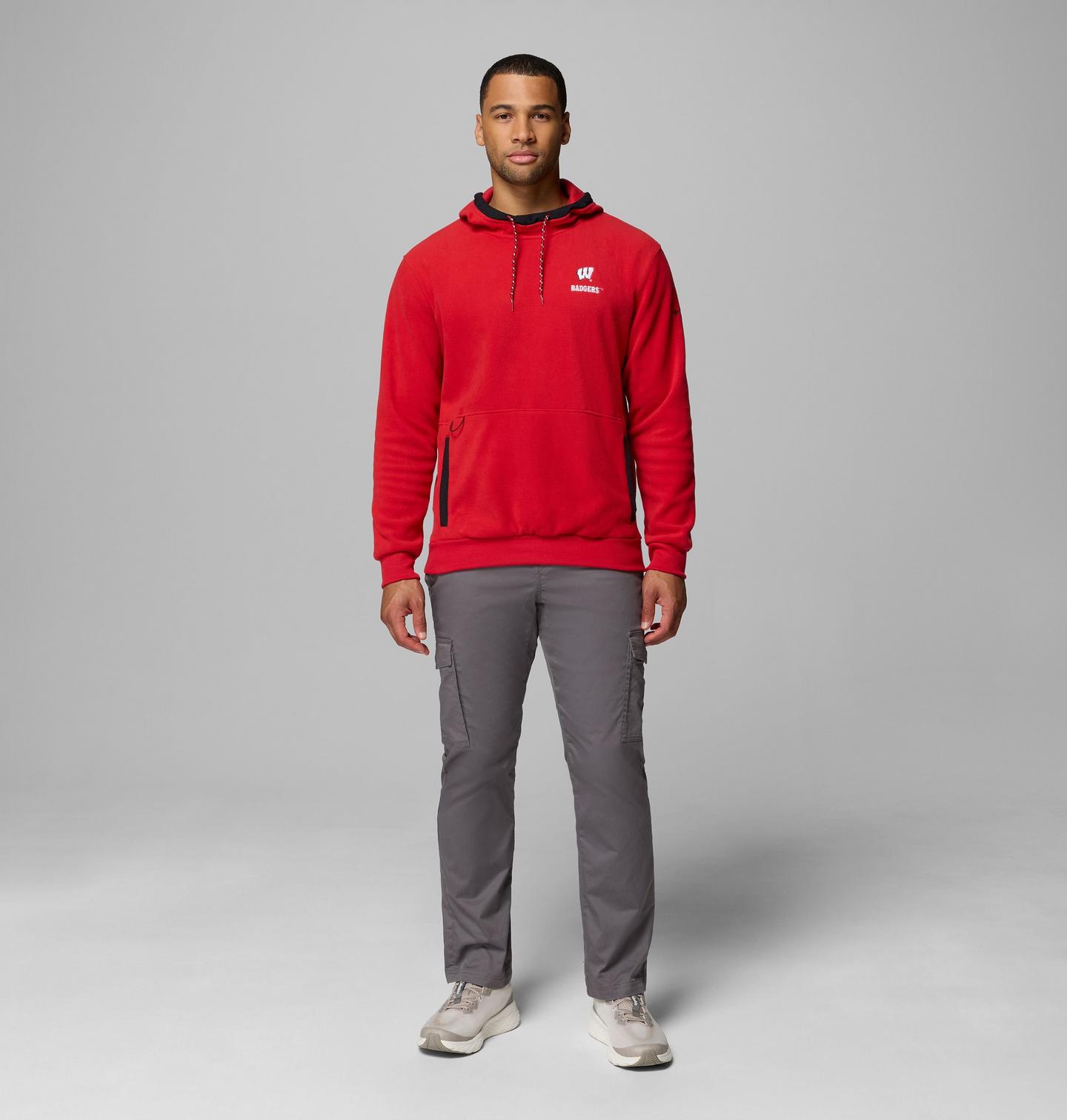 Мужское худи Columbia Collegiate Flanker Fleece - Wisconsin, цвет: Красный — фото 2