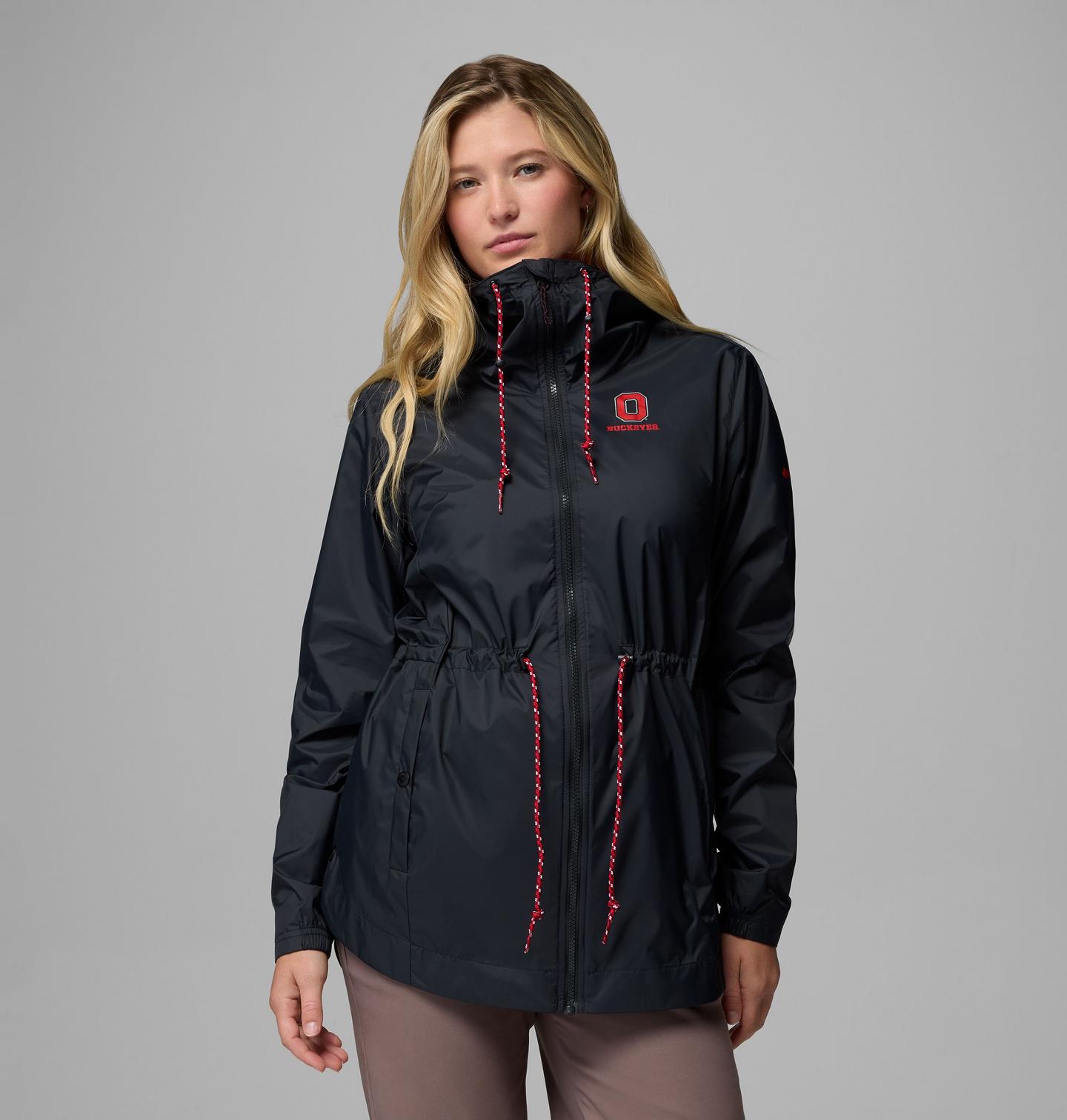 Женская куртка Columbia Collegiate Lily Park Rain Jacket - Ohio State, цвет: Чёрный — фото 1