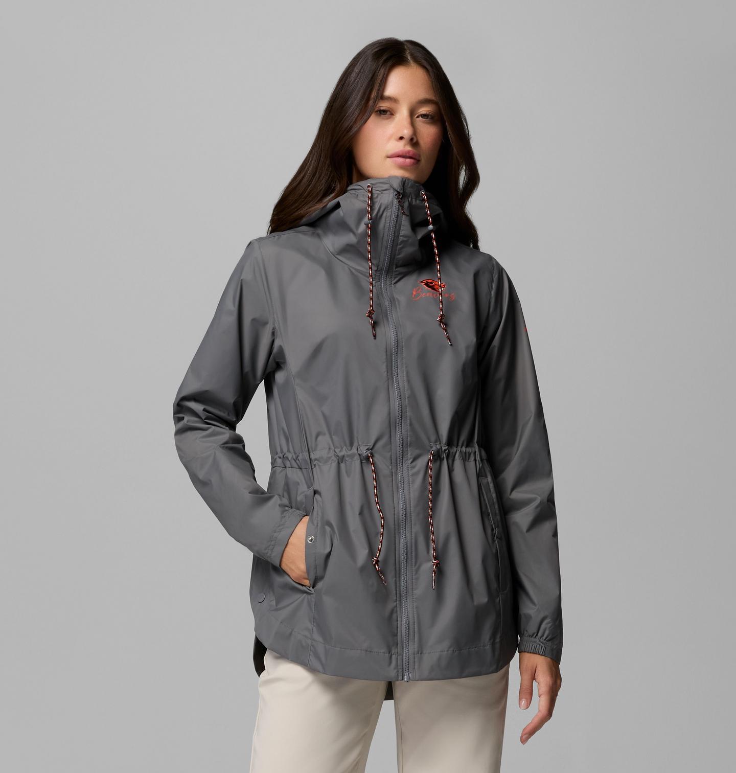 Женская куртка Columbia Collegiate Lily Park Rain Jacket - Oregon State, цвет: Серый — фото 1