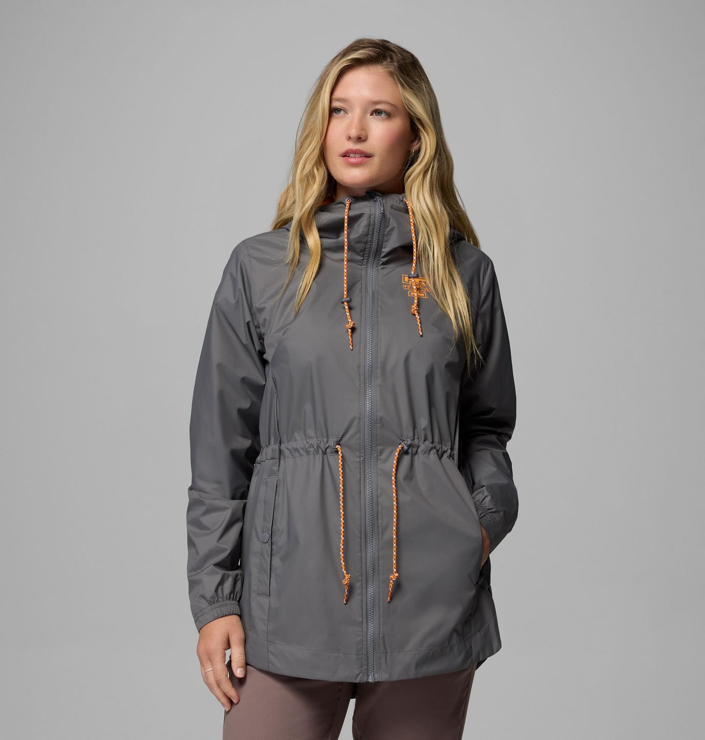 Женская куртка Columbia Collegiate Lily Park Rain Jacket - Tennessee, цвет: Серый — фото 1