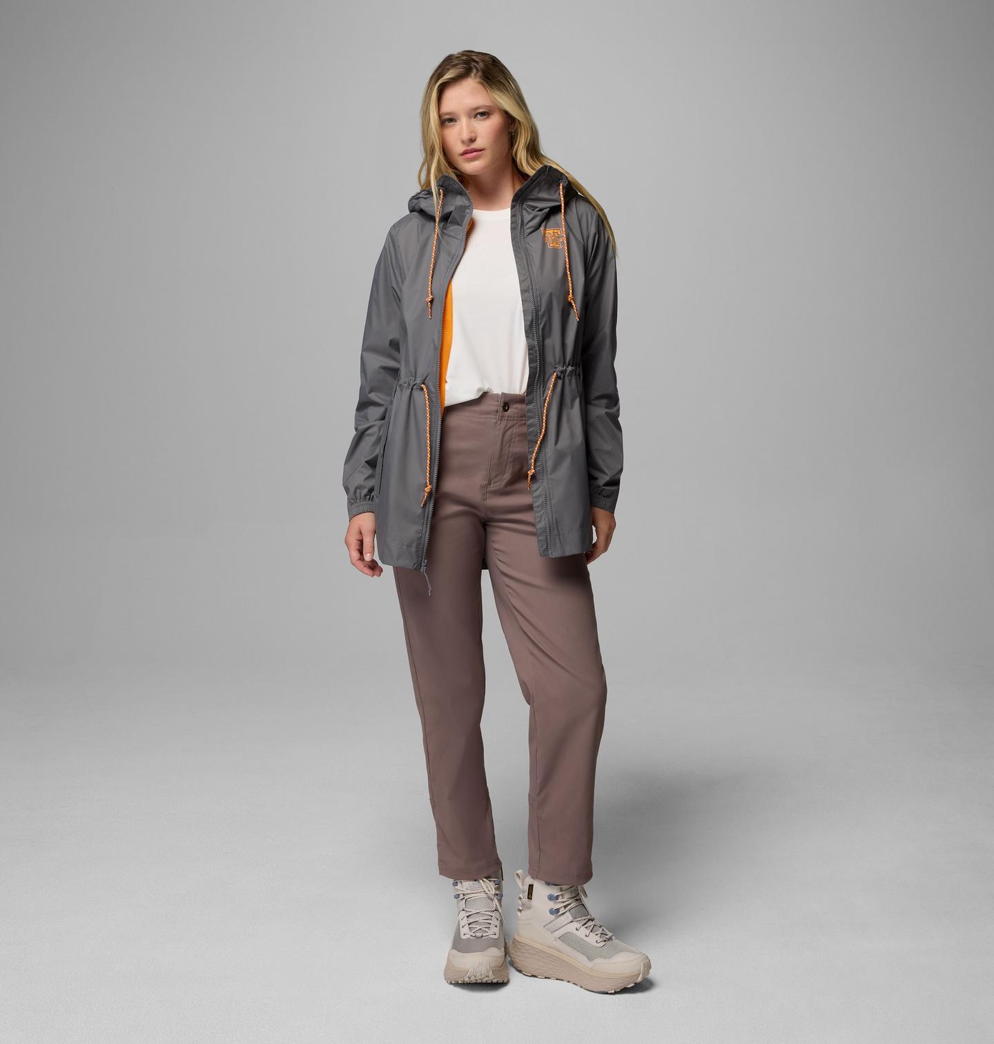 Женская куртка Columbia Collegiate Lily Park Rain Jacket - Tennessee, цвет: Серый — фото 2