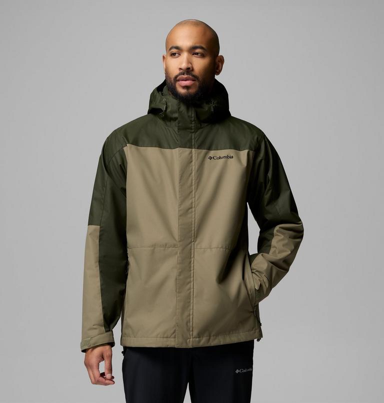 Men's Hikebound II Waterproof Hooded 3-In-1 Jacket, Color: Stone Green, Greenscape, image 1