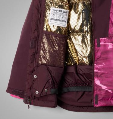 Girl's Mighty Mogul III Waterproof Printed Ski Jacket, Color: Pink Ice Windblown, Moonvista, image 3