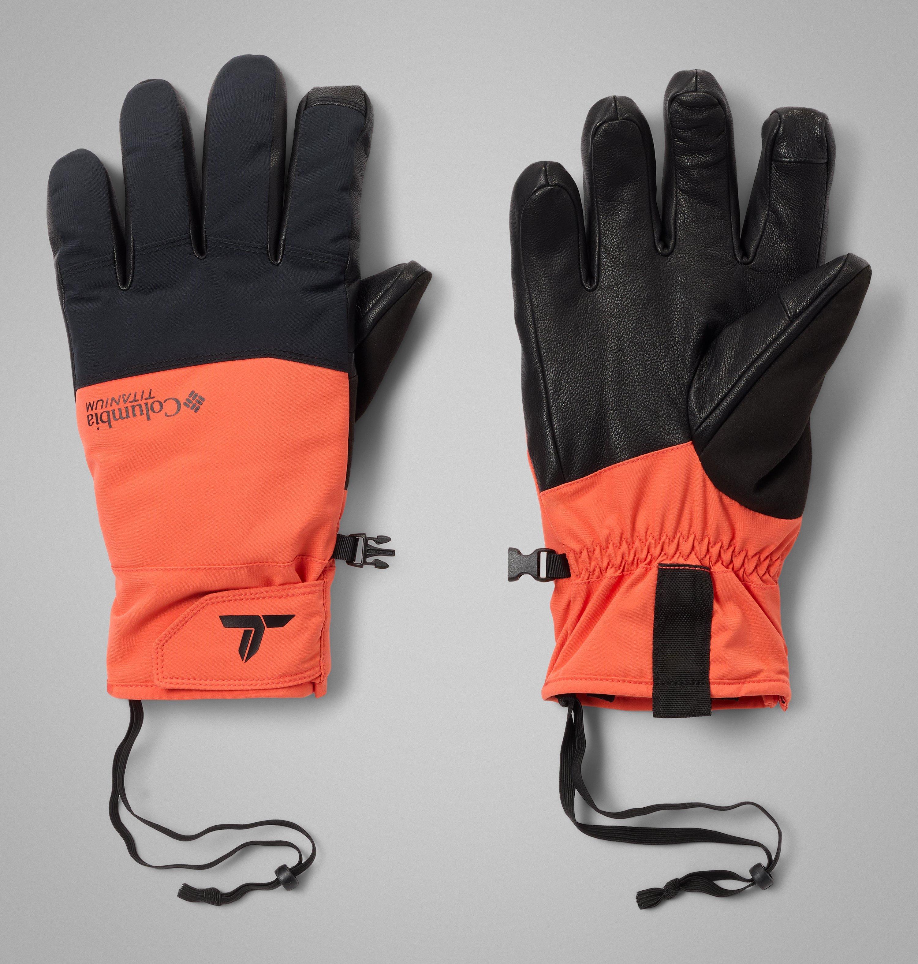 Columbia Sportswear Men's Orange Columbia - Powbound™ Waterproof Ski Gloves - Zing, Black Medium