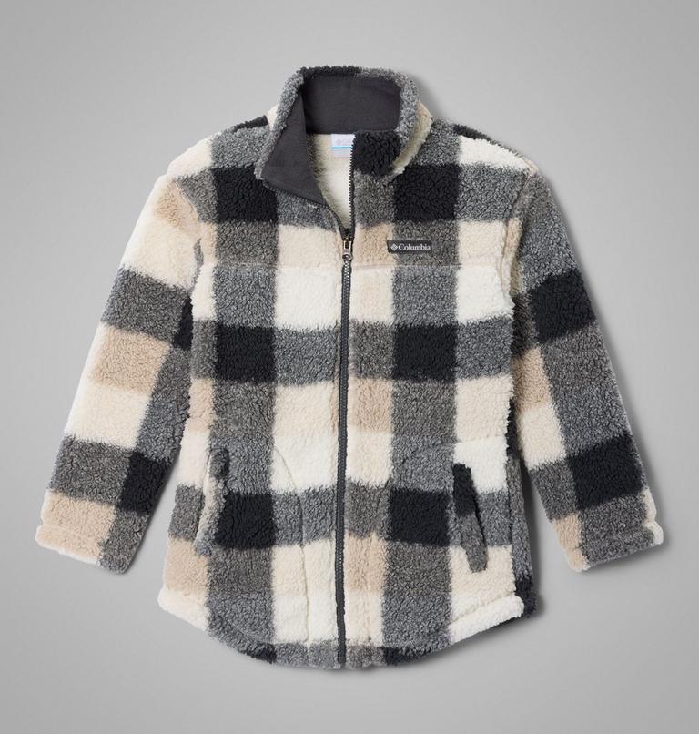 Girls' West Bend Printed Sherpa Jacket, Color: Dark Stone Multibuff, image 1