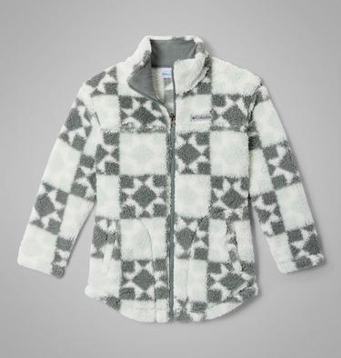 Girls' West Bend Printed Sherpa Jacket, Color: Tea Light Cozy Quilt, image 7